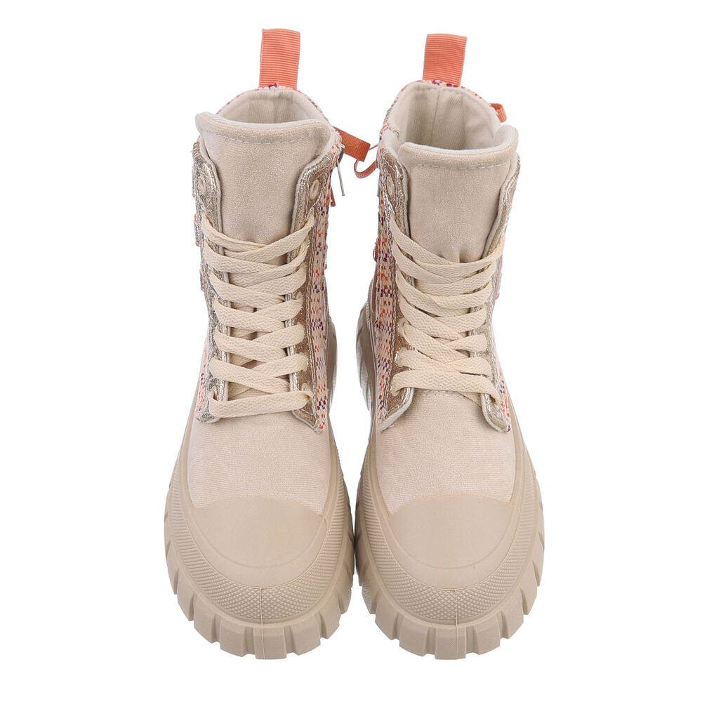 Ital-Design Damen High-Top Freizeit Sneakerboots (85757920) Keilabsatz/Wedge Sneakers High in Beige