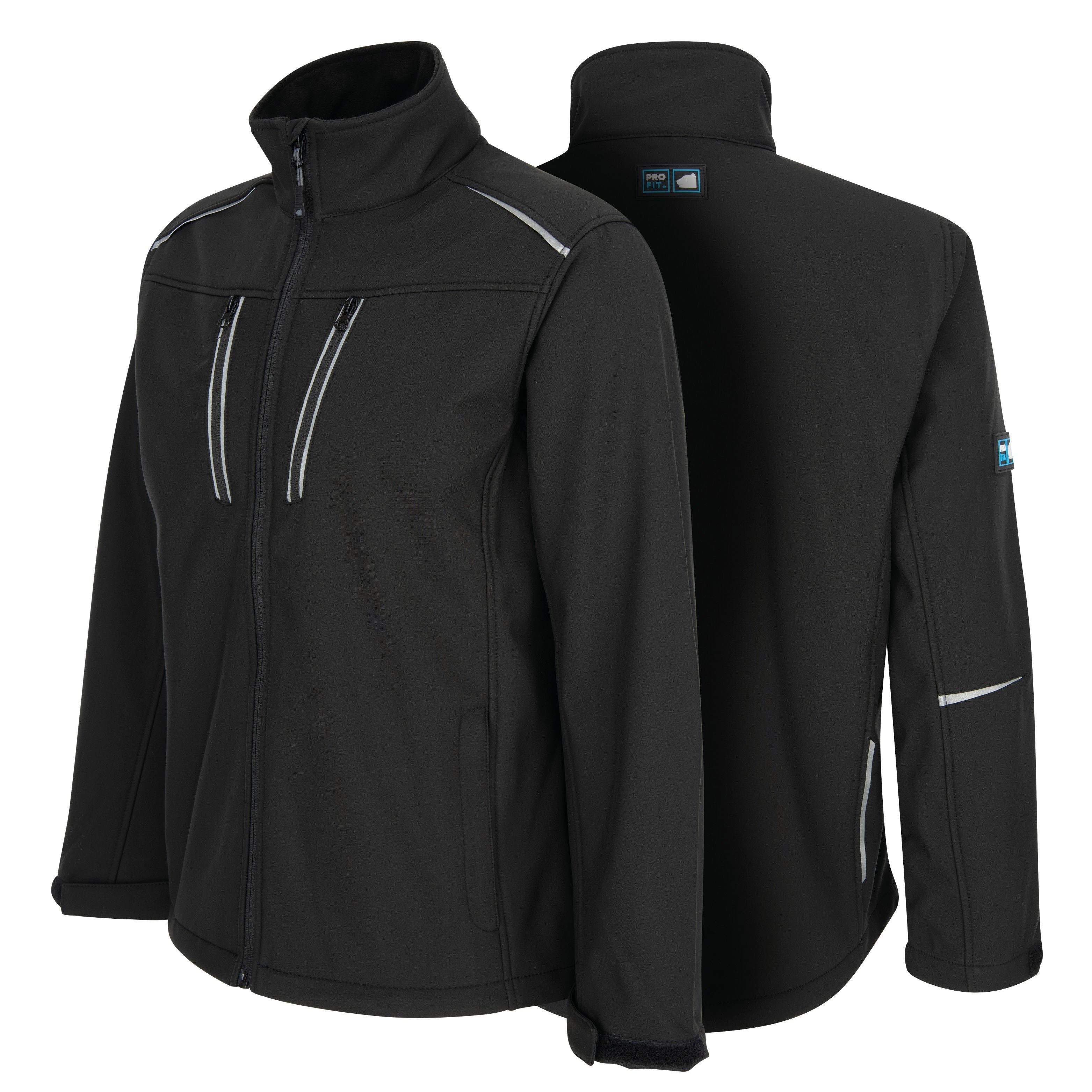 PRO FIT by Fitzner Arbeitsjacke Softshell Wasserdicht, Atmungsaktiv Stück) (1, Winddicht, Schwarz Reflektierend