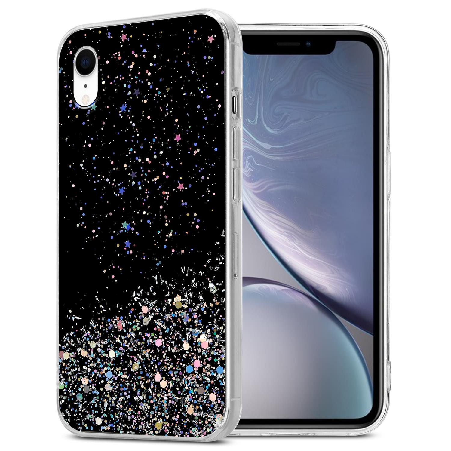 Cadorabo Handyhülle Apple iPhone XR Apple iPhone XR, Flexible TPU Silikon Handy Schutzhülle - Hülle - mit Glitzer