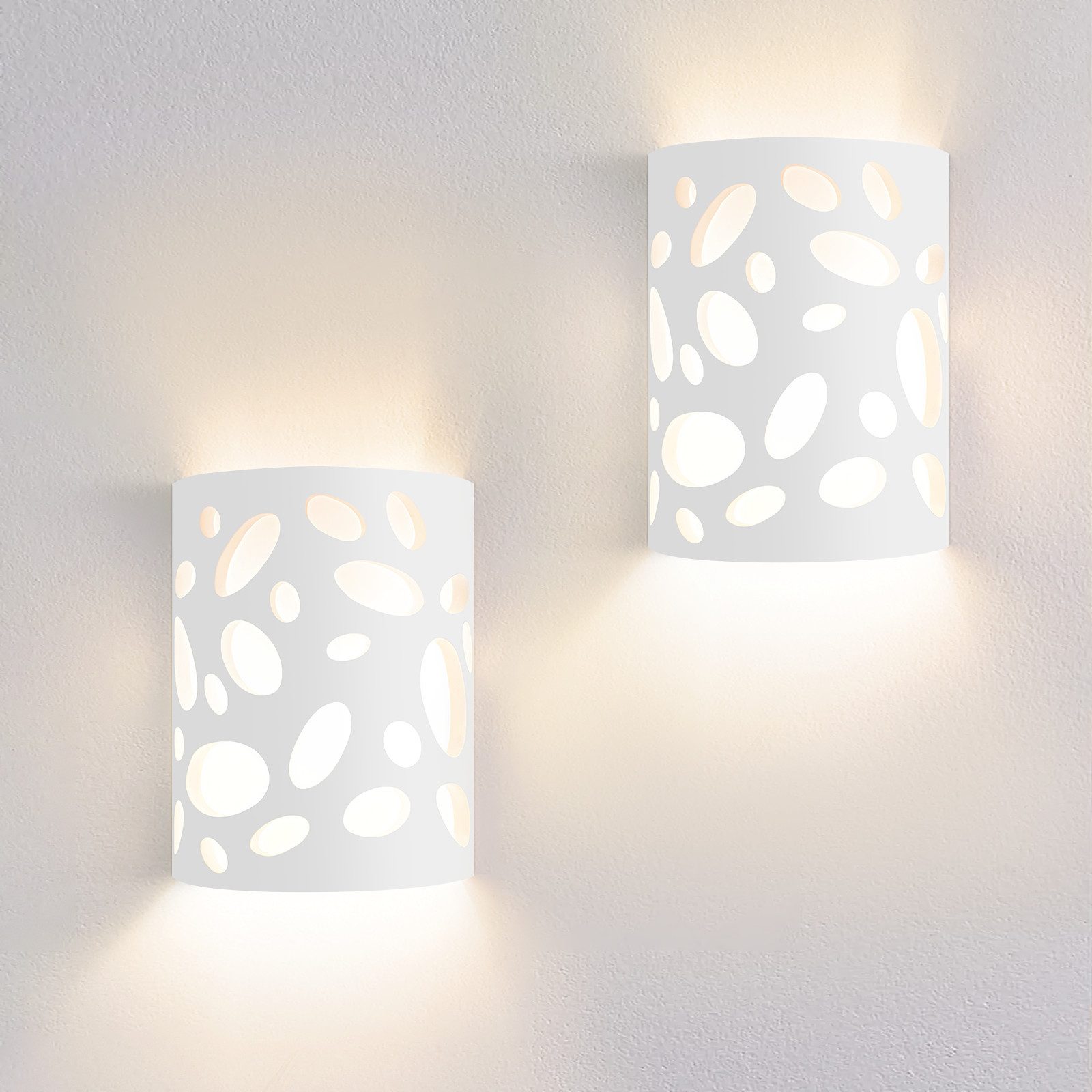 ZMH Wandleuchte Innen Modern Gipsleuchte E14 Weiß Wandlampe für Wohnzimmer günstig online kaufen