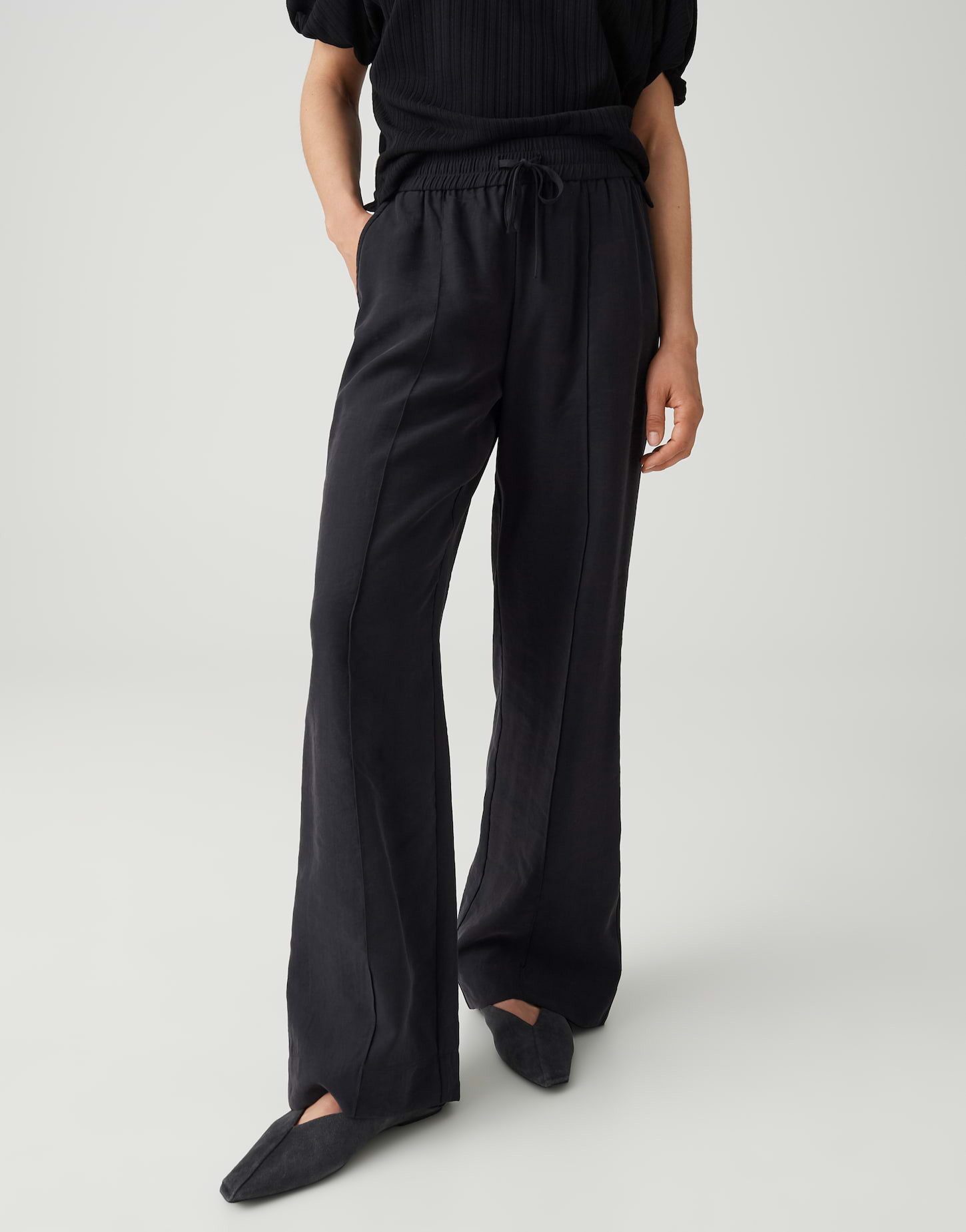 OPUS Stoffhose MAROU FRENCH Wide Leg Pants aus Cotton Modal Twill schräge Eingrifftaschen