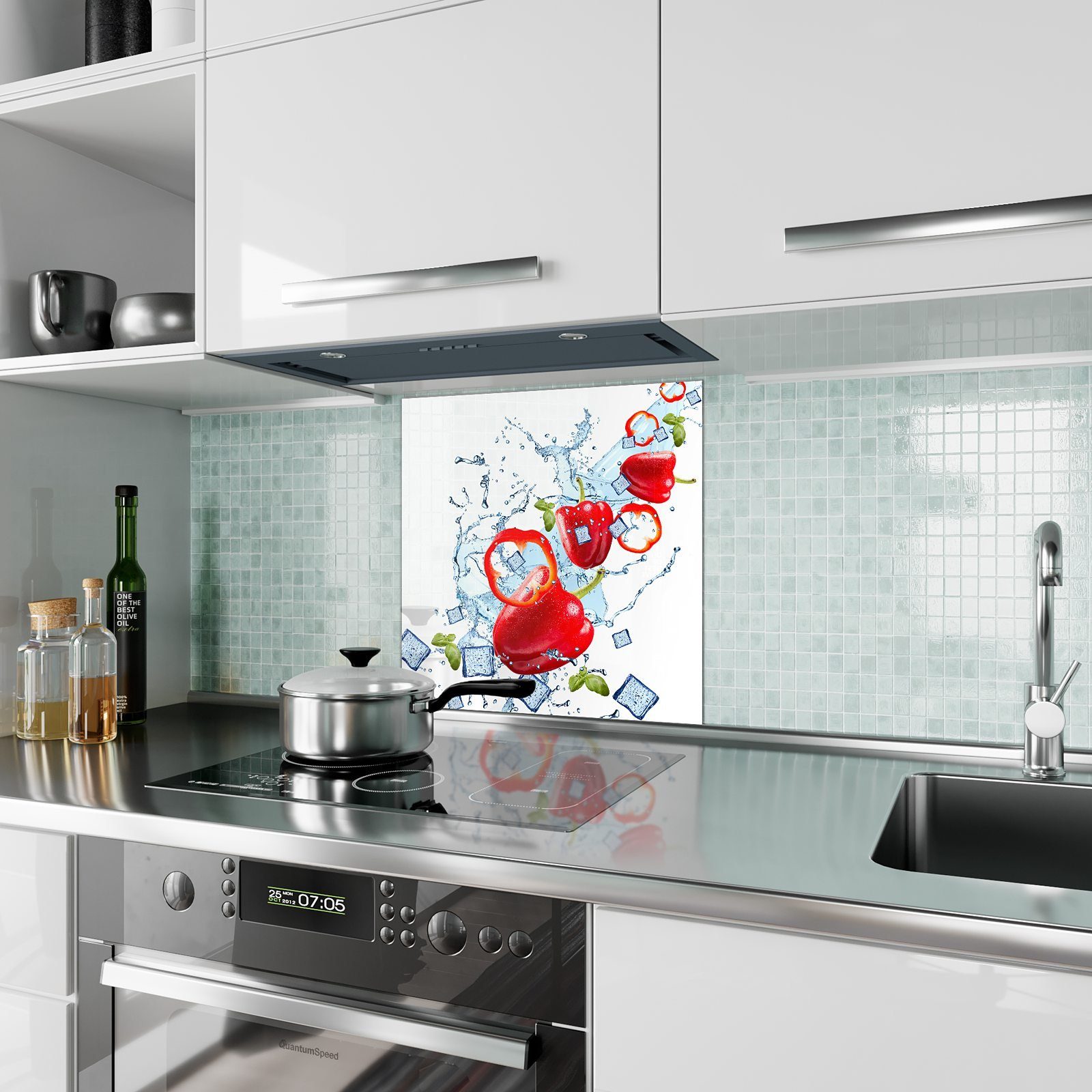 Spritzschutz Küchenrückwand Küchenrückwand Primedeco mit Glas Wasserwelle Paptrika auf Motiv