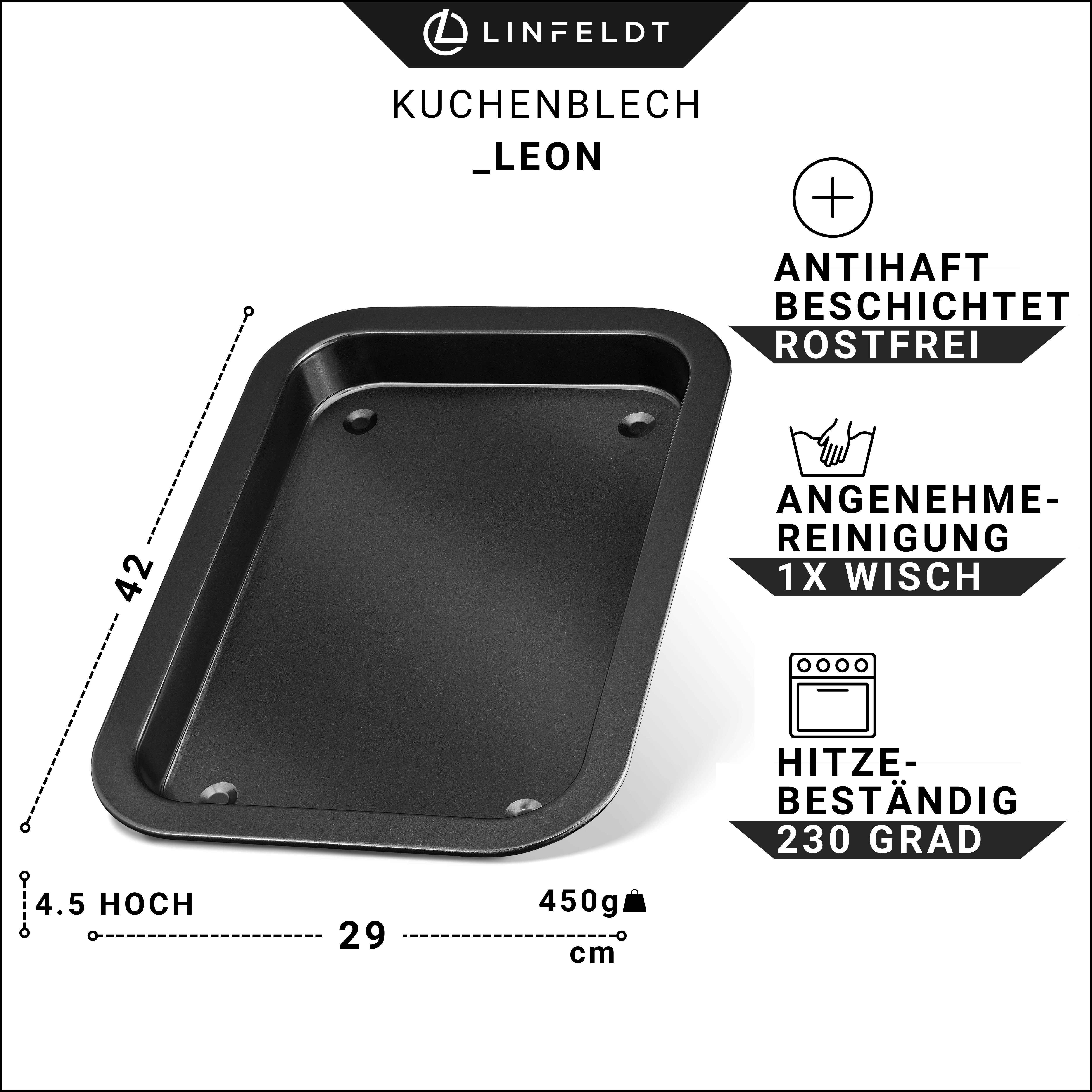 LINFELDT Kuchenblech 42x29x4cm hochwertig beschichtetes Backblech