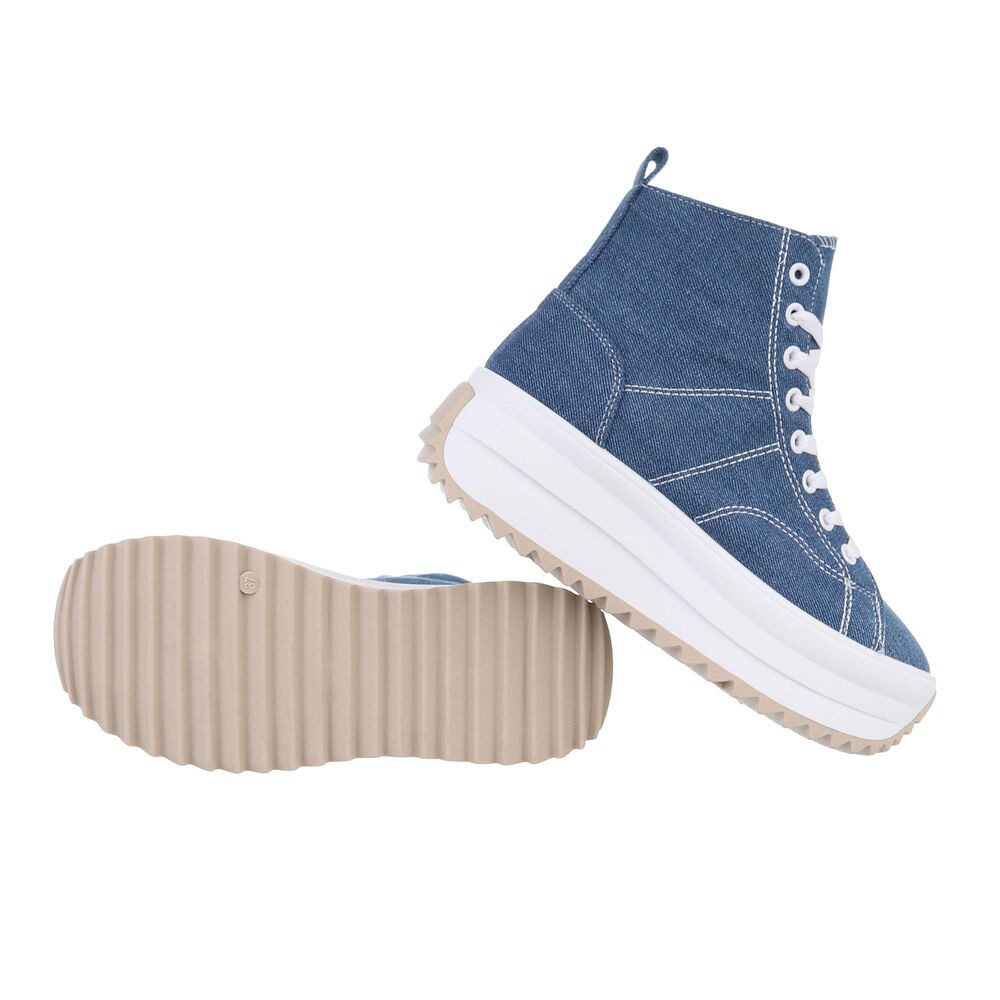 Ital-Design Komfortable Sneakers mit hoher Sohle und modischem Design Sneakerboots (85960084) Flach Sneakers High in Blau