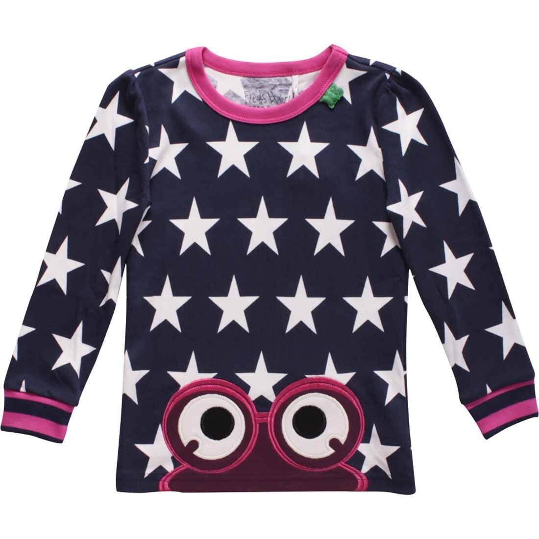 Fred's World by GREEN COTTON Langarmshirt Fred's World Langarm Shirt Sterne und Frosch pink