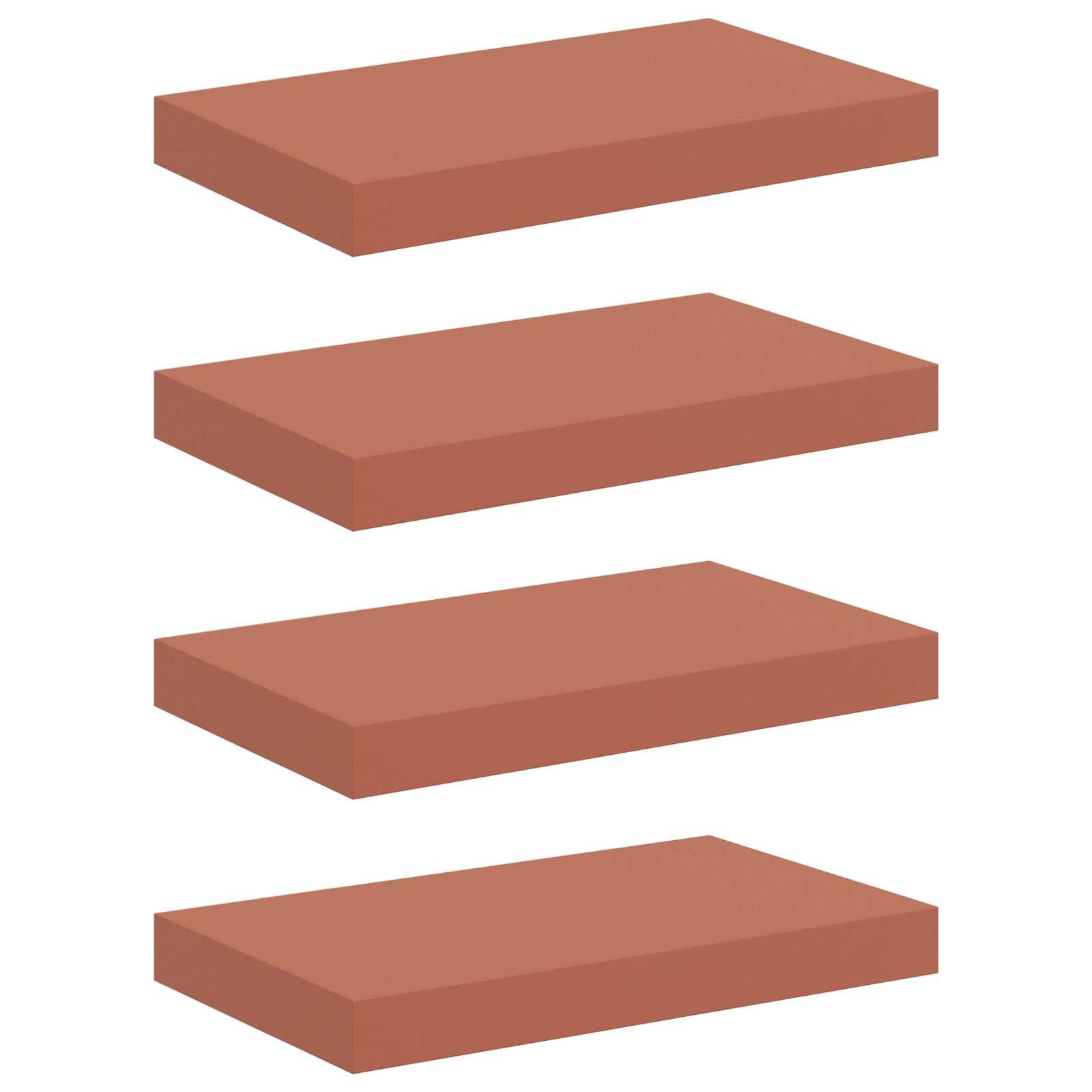 vidaXL Regal Wandregal Wandmontiert 4 pcs Rot 40 x 23,5 x 4 cm Holzwerkstoff, 4-tlg.