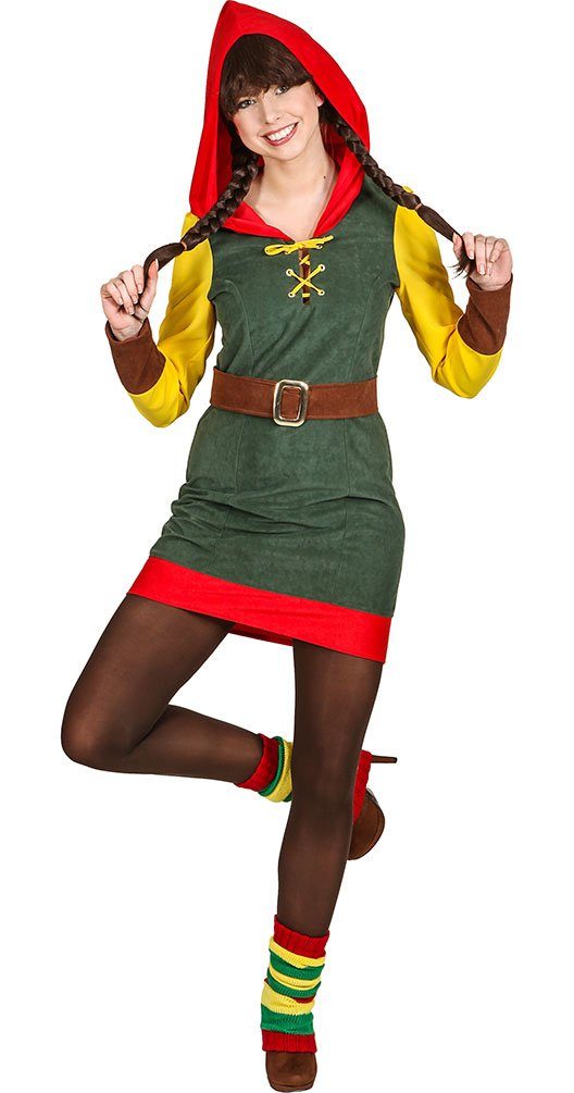 Karneval-Klamotten Kostüm Damen Zwergenkostüm Gartenzwerg, für Erwachsene Frauenkostüm Karneval