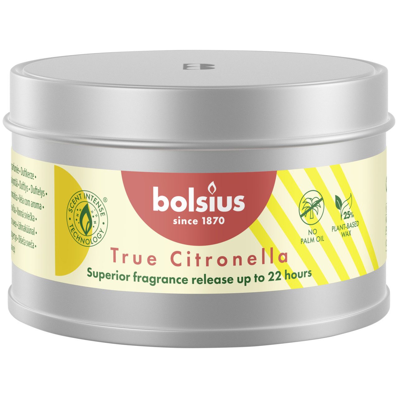 Bolsius Duftkerze Bolsius Citronella Kerze in Metalldose 8,7 x 4,9