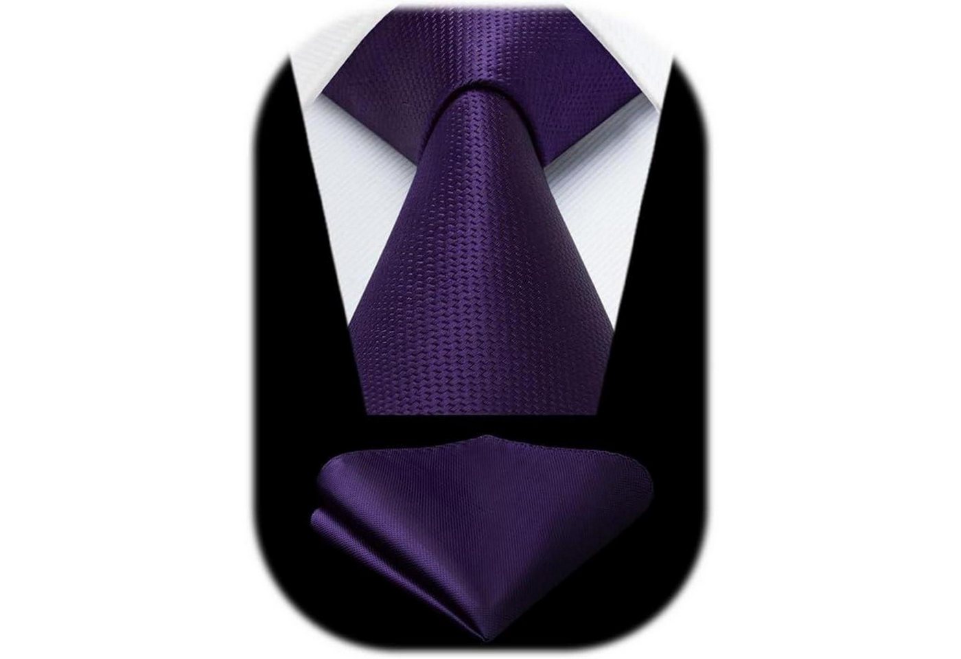 LuxusKollektion Krawatte Krawatte Herren Einfarbig Einstecktuch Set Hochzeit Lila