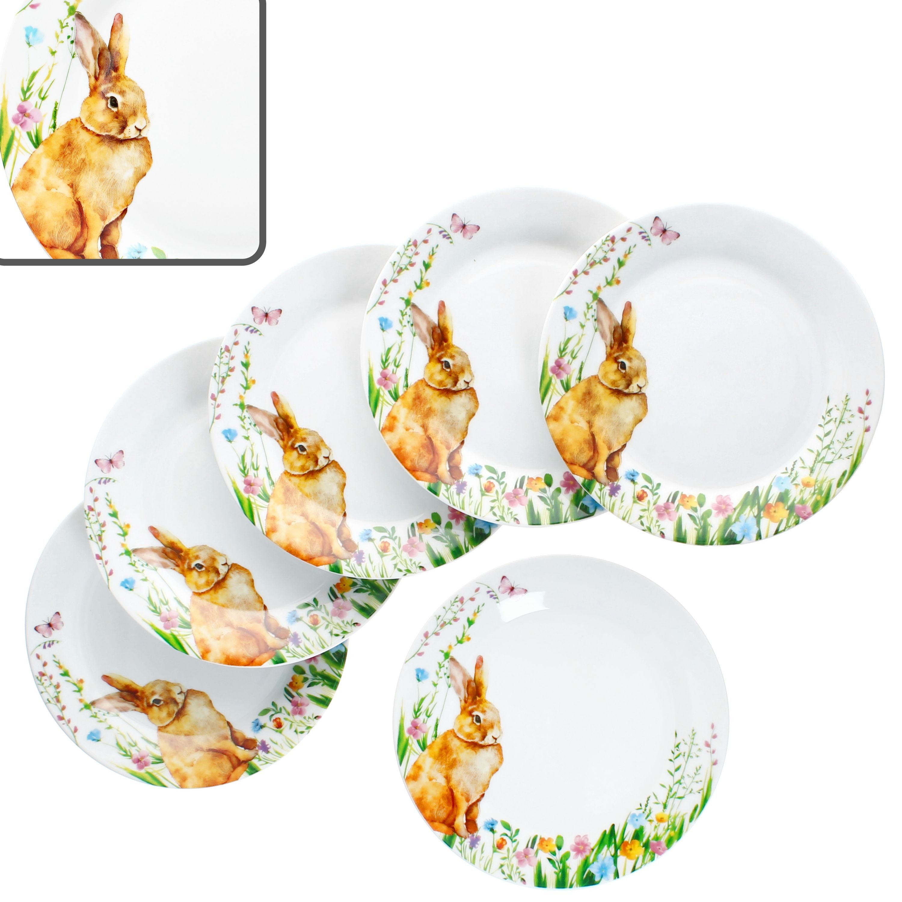 Frühstücksteller 6x Osterfreude Kuchenteller Ø19,4cm Porzellan 6 Personen Hase