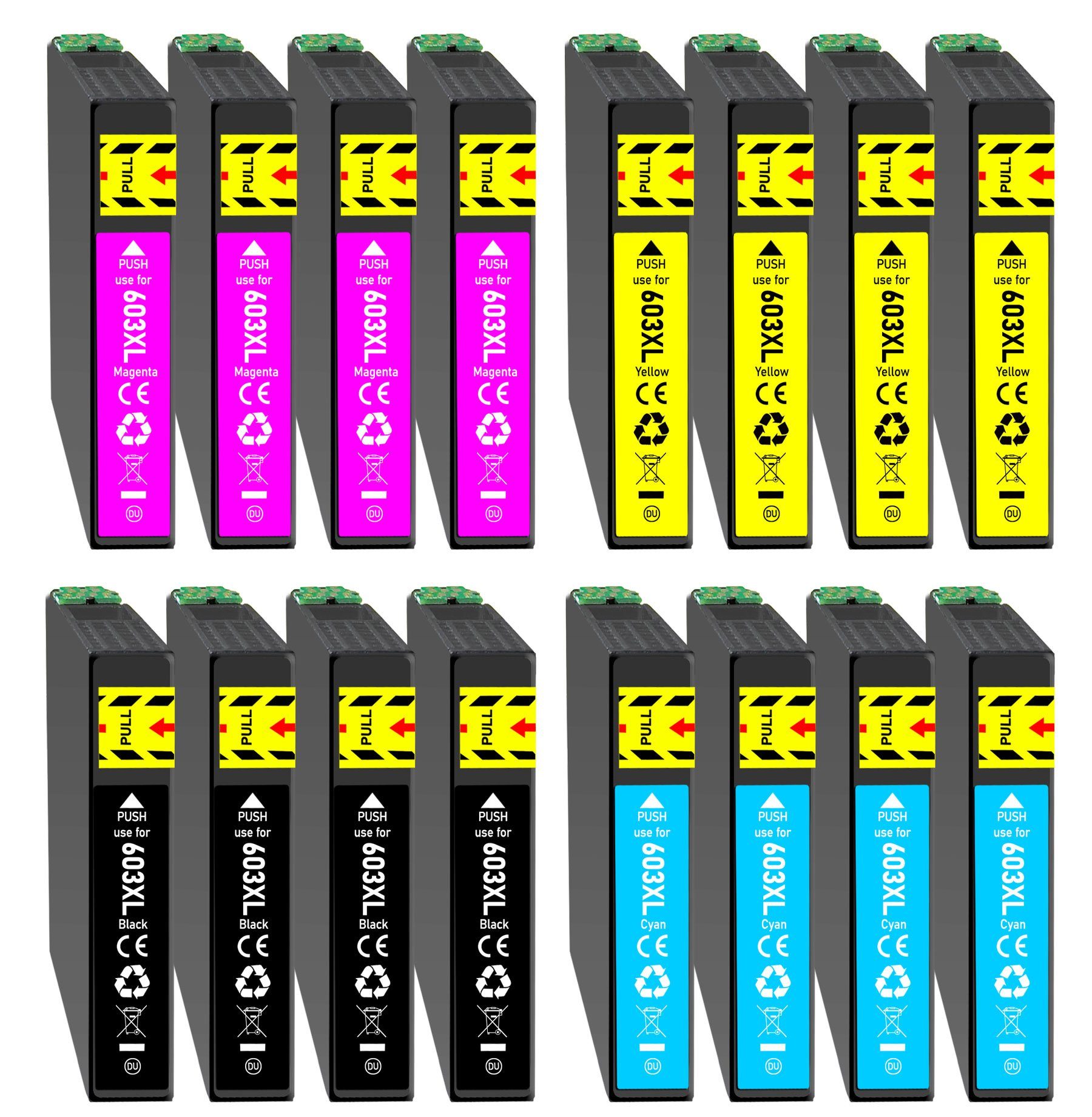 Druckerparadies 16er Multipack für Epson 603XL Tintenpatronen Set Tintenpatrone (16-tlg., XP2100 XP2105 XP2150 XP2155 XP3100 XP3105 XP3150 XP3155 XP4100 XP4105)