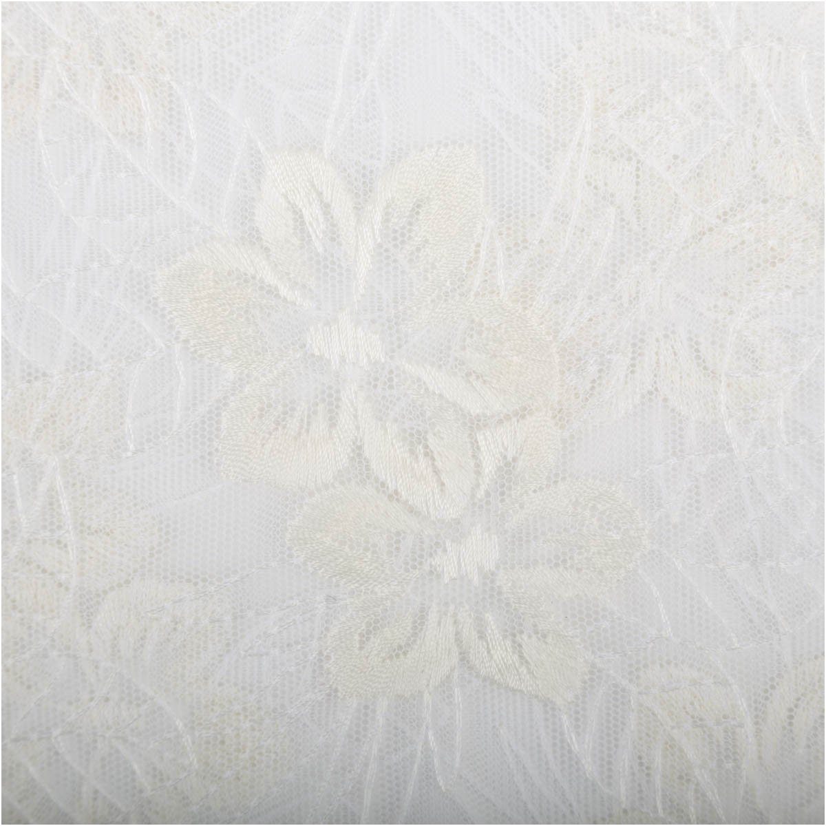 SCHÖNER LEBEN. Stoff Tüllstoff mit Blumenstickerei wollweiß – transparent, 140 cm Breite, bestickt
