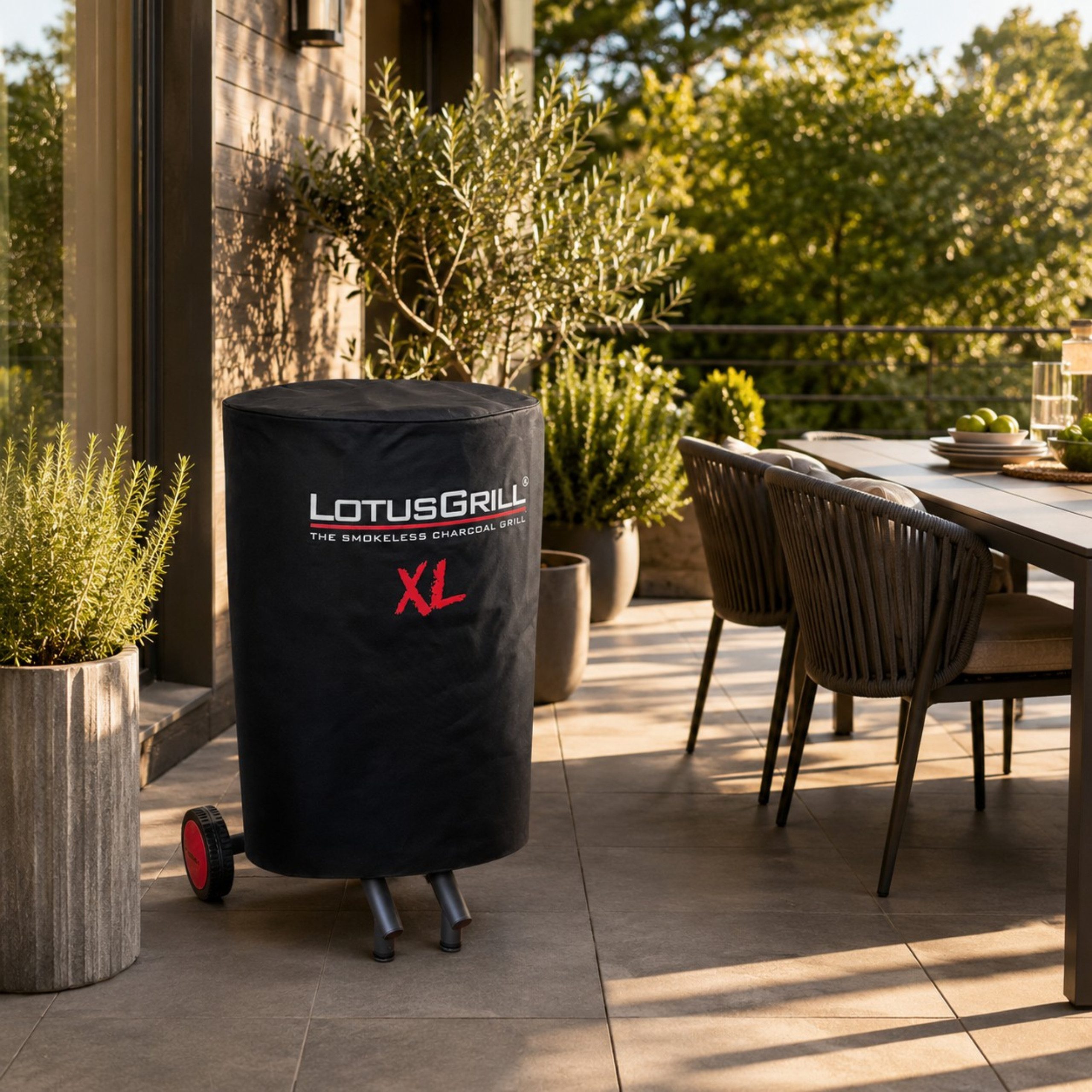 LotusGrill Grill-Schutzhülle LotusGrill XL G435 Abdeckhaube, Wetterfest mit Kordelzug, UV-Schutz