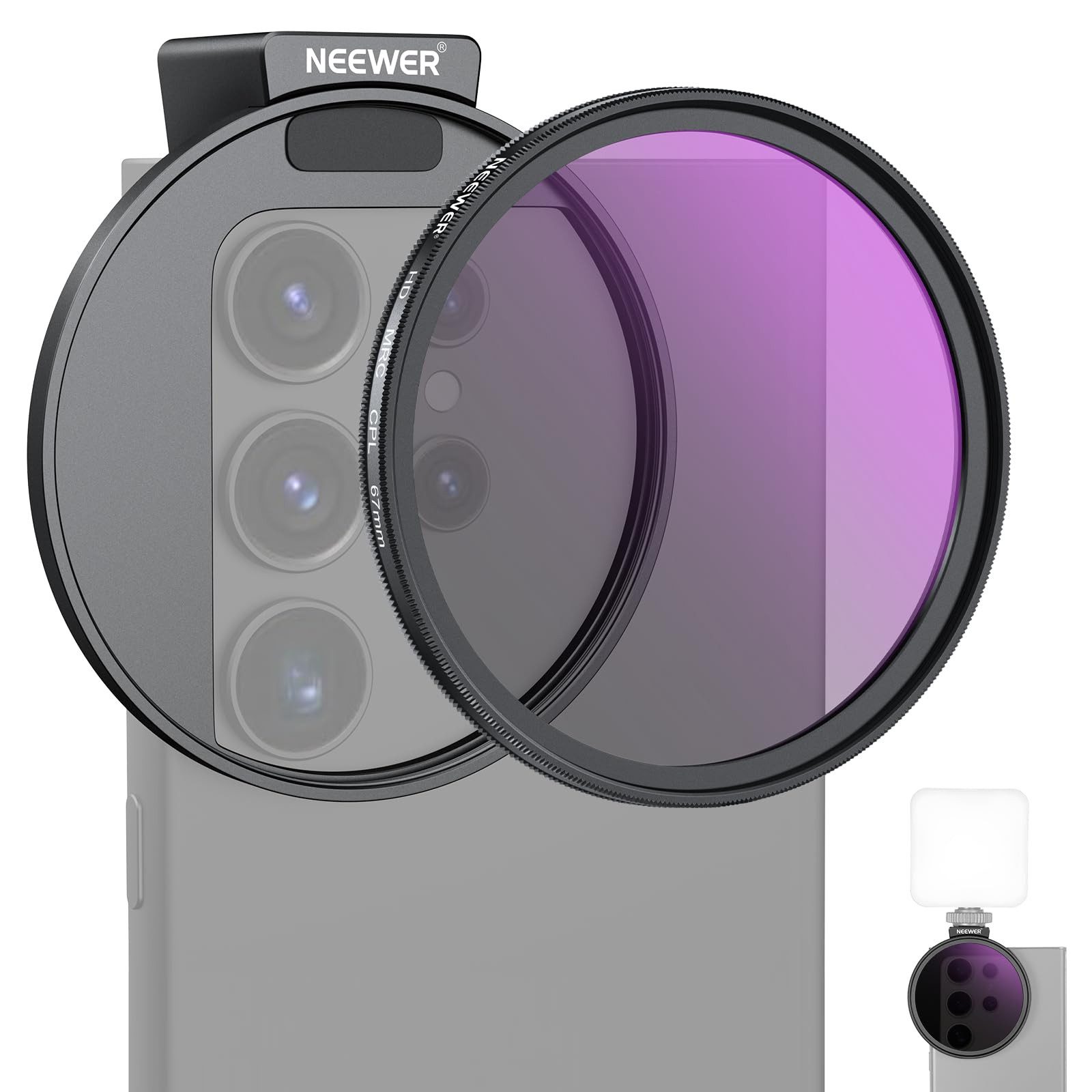 Neewer NW SERIES S 67mm CPL Filter für iPhone & Galaxy Smartphones Polfilter (Reflexionen reduziert und die Farbsättigung erhöht)