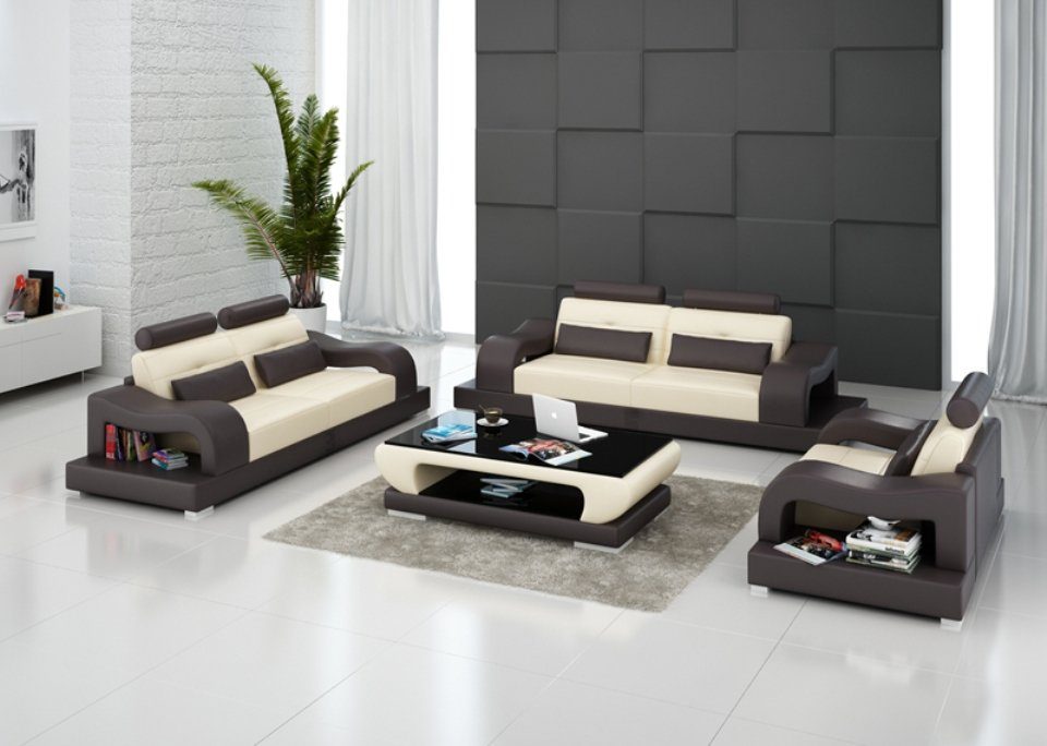 Schwarz-weiße 3+2+1 Sofa in Sitzer Wohnlandschaft Made JVmoebel Europe Neu, Sofagarnitur