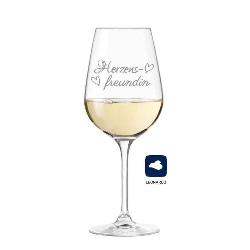 KS Laserdesign Weinglas Leonardo Weißweinglas mit Gravur "Herzensfreundin" - Geschenkidee für beste Freunde & Freundin, Geburtstag, Weinliebhaber, Weihnachten, TEQTON Glas, Glas