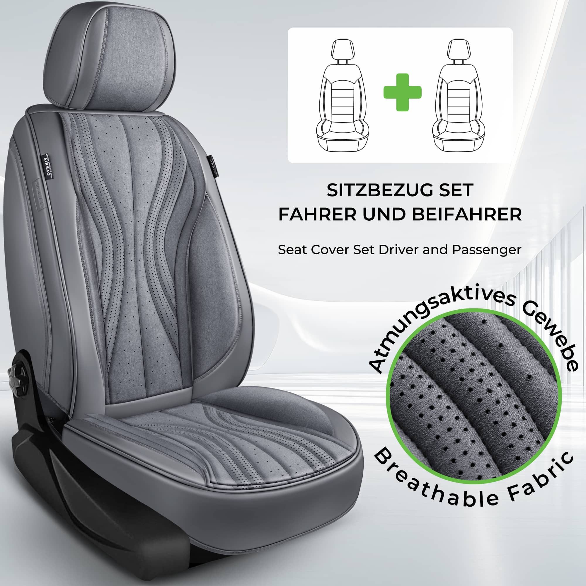 BREMER SITZBEZÜGE Autositzbezug für Fiat Stilo Bj 2001-08 (M5), Set, Schonbezüge Sitzbezüge Fahrer und Beifahrer, in Grau