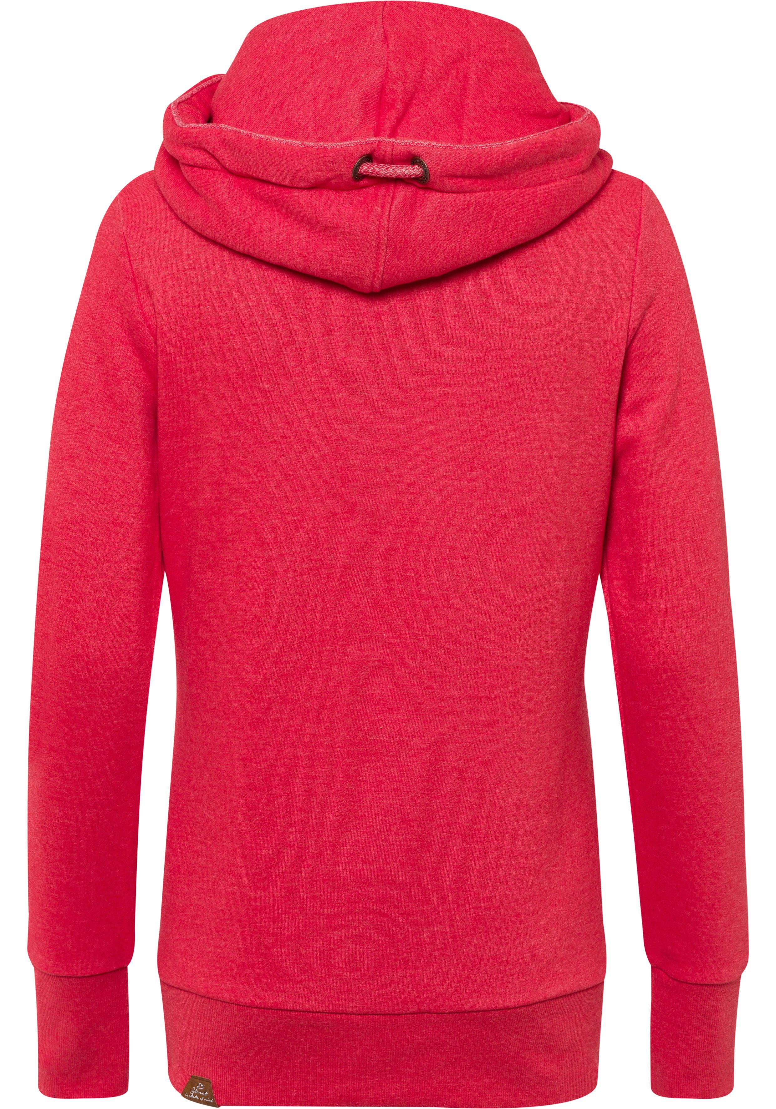 Kapuzensweatshirt mit Schalkragen asymmetrischem RED Ragwear BOLD GRIPY