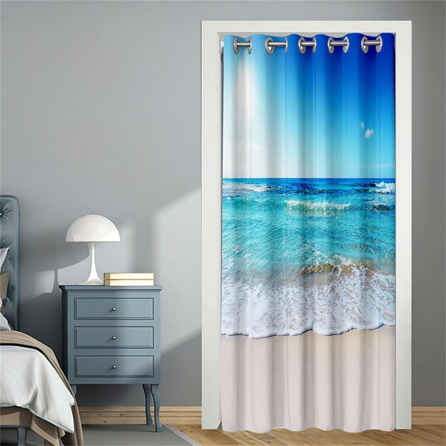 LuxusKollektion Türvorhang Vorhang Verdunkelung Meereswellen A 80x150cm