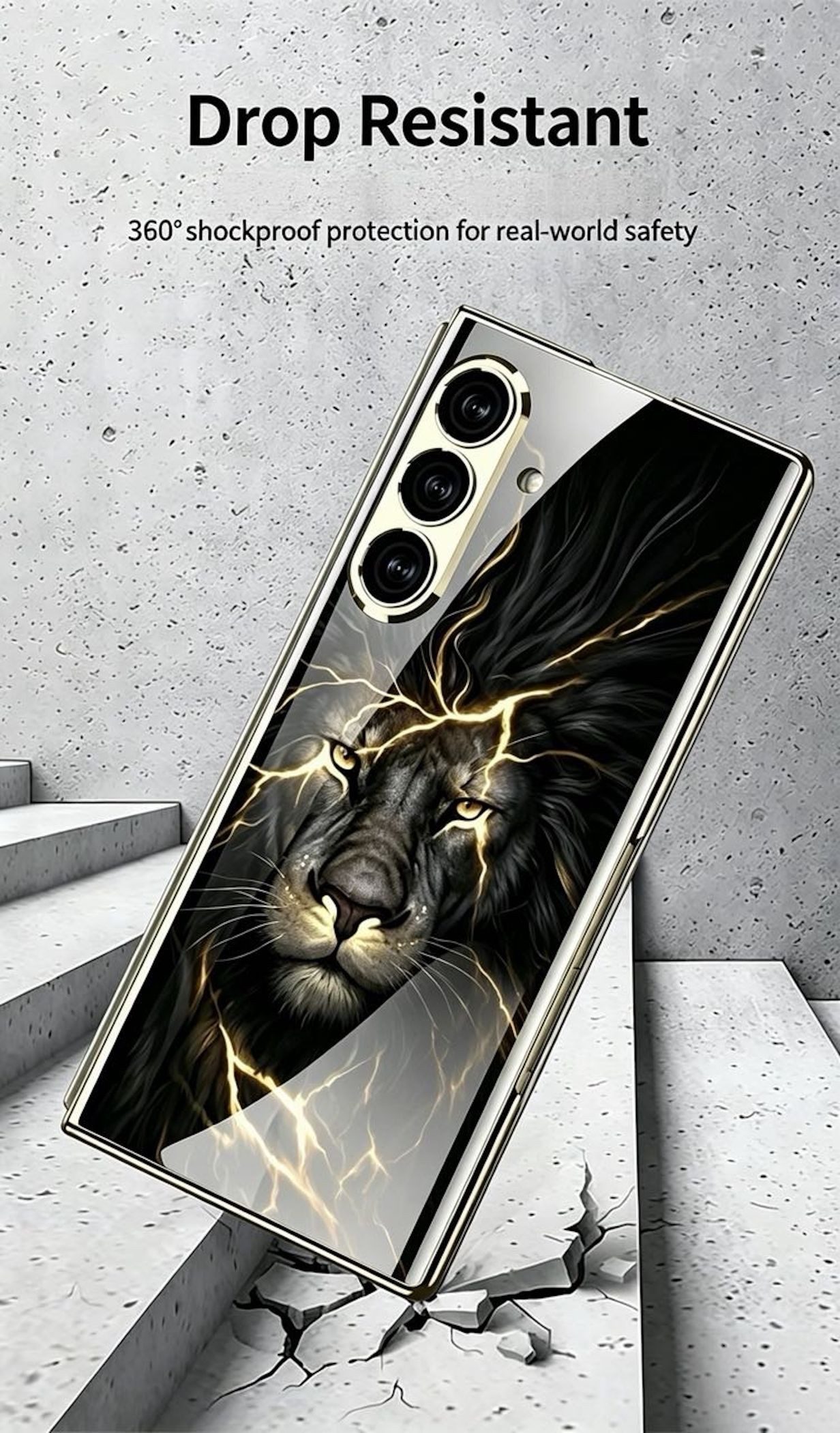 Wigento Handyhülle + Display Schutzglas Samsung Galaxy Z Fold8 Ultra Löwe Design 360 Grad 8,0 Zoll und 6,5 Zoll, Schutzglas, mit Motiv – Bild 5 von 5