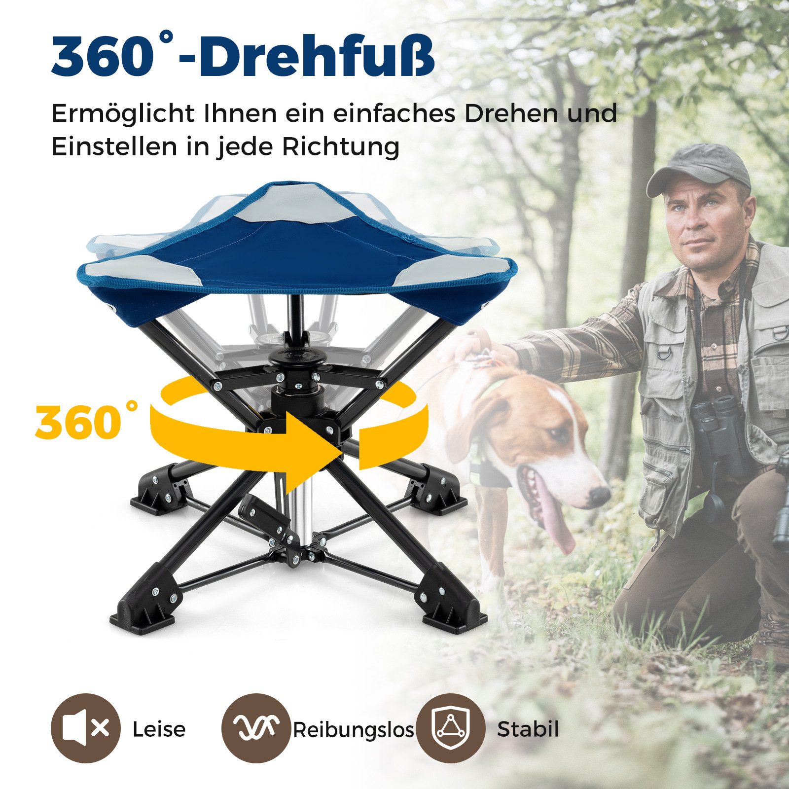 COSTWAY Campingstuhl, 360° drehbarer Jagdstuhl, bis 150kg belastbar günstig online kaufen