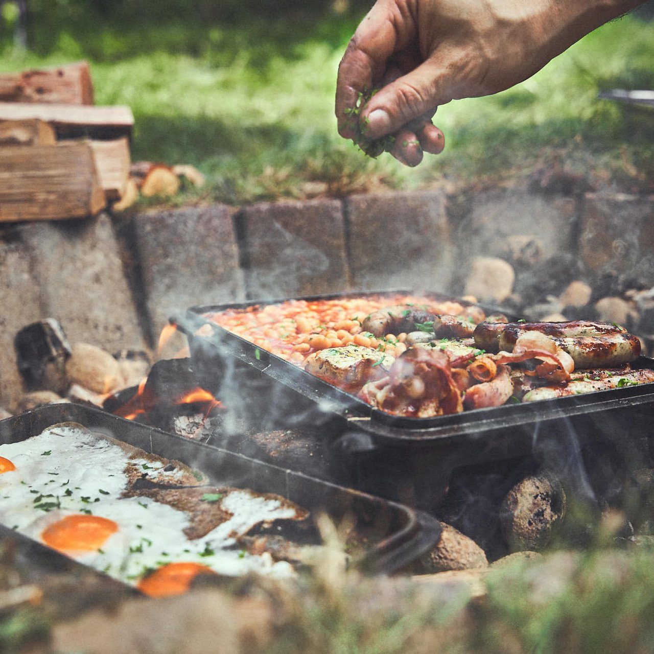 BURNHARD Grilltopf John, 6,5 Dutch Edelstahl inkl. aus Gusseisen, Kastenform Gusseisen Oven, Rosteinsatz l