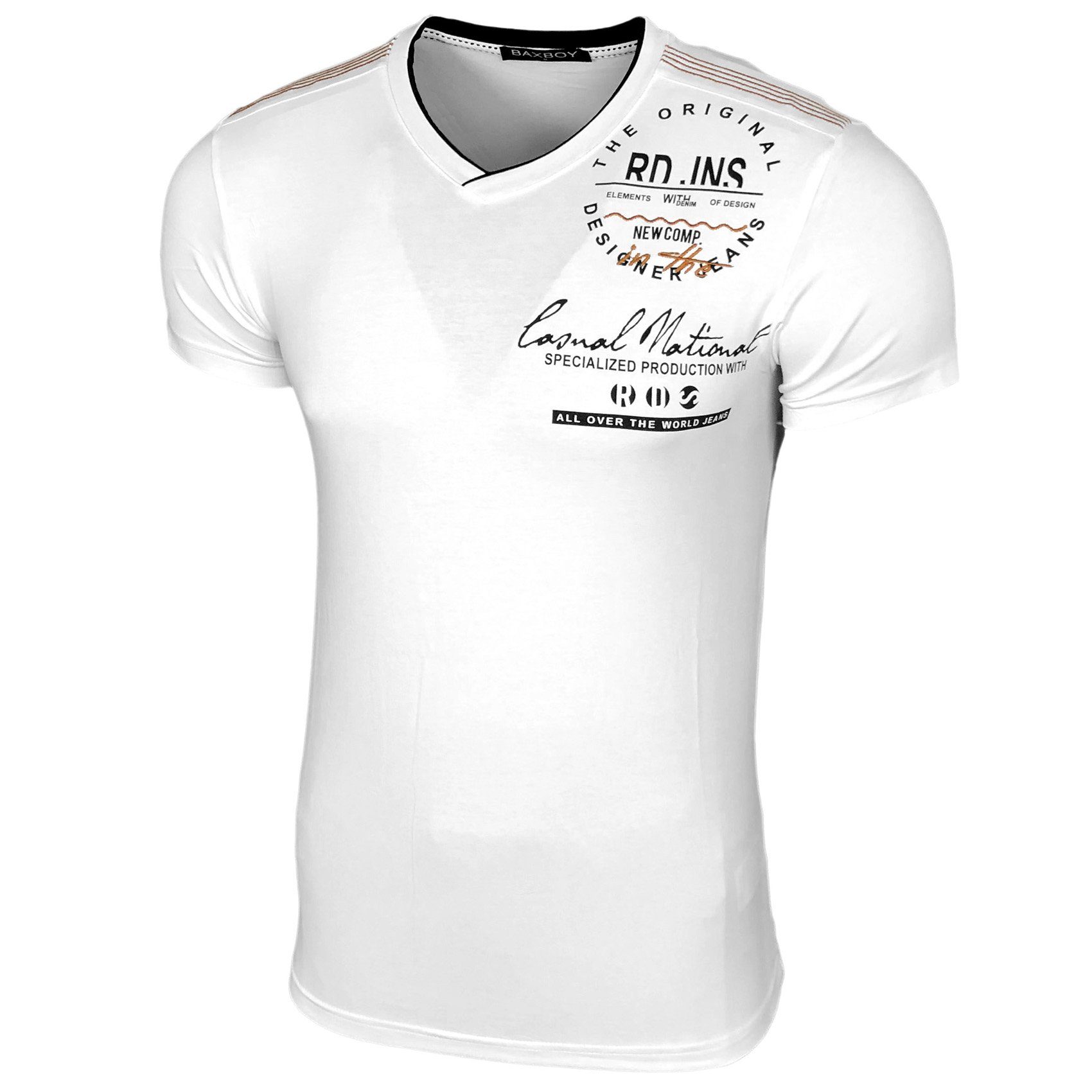 Baxboy T-Shirt Rundhals Vintage Kurzarm T-Shirt günstig online kaufen