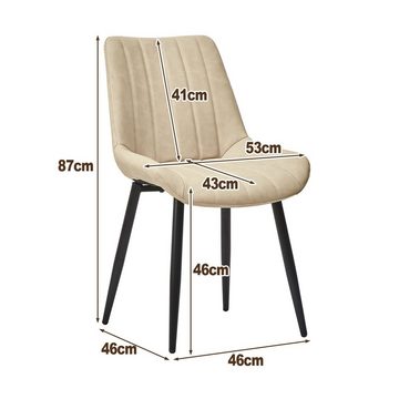 CLIPOP Esszimmerstuhl Küchenstuhl mit Rückenlehne (2er Set), Polsterstuhl aus Kunstleder