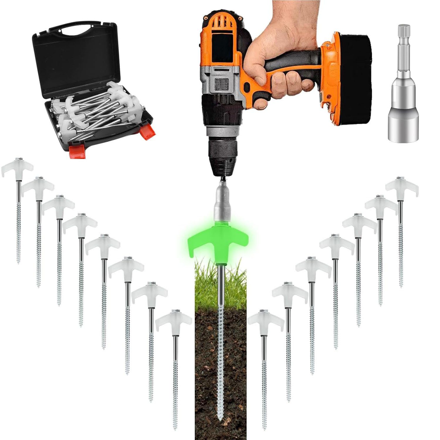 HEYHIPPO Zelthering 15-teiliges beleuchtetes Zelthering-Set aus Stahl mit T günstig online kaufen