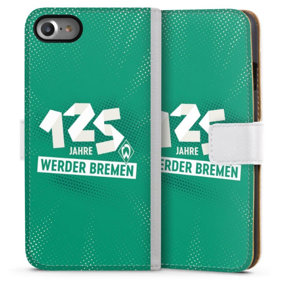 DeinDesign Handyhülle 125 Jahre Werder Bremen Offizielles Lizenzprodukt, Apple iPhone 7 Hülle Handy Flip Case Wallet Cover Handytasche Leder