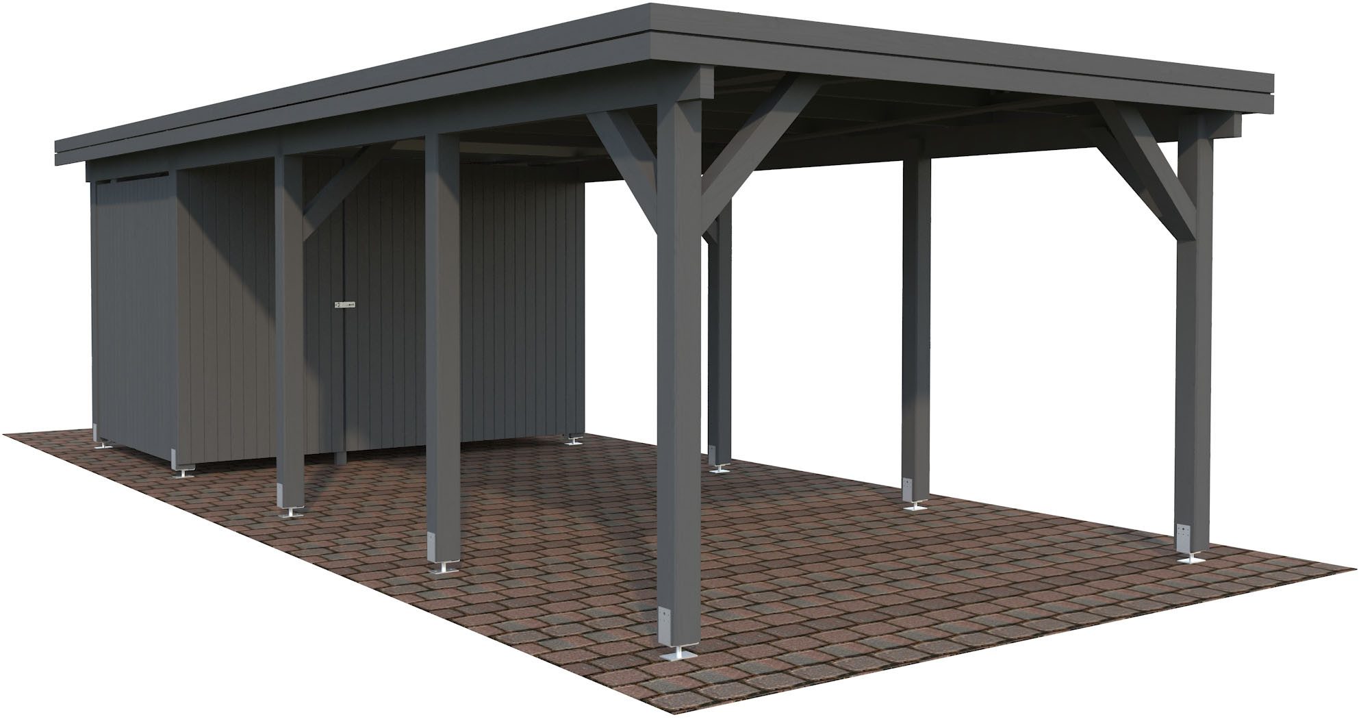 Palmako Einzelcarport Karl mit Geräteraum, BxT: 360x764 cm, 199 cm Einfahrtshöhe