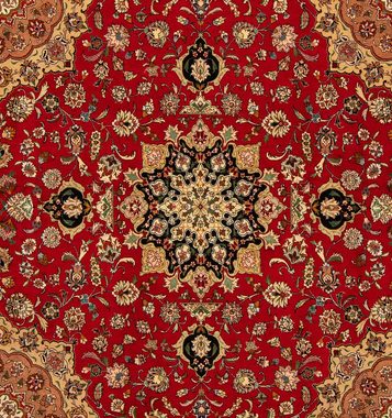 Orientteppich Perser - Täbriz - Royal quadratisch - 208 x 200 cm - rot, morgenland, quadratisch, Höhe: 7 mm, Wohnzimmer, Handgeknüpft, Einzelstück mit Zertifikat
