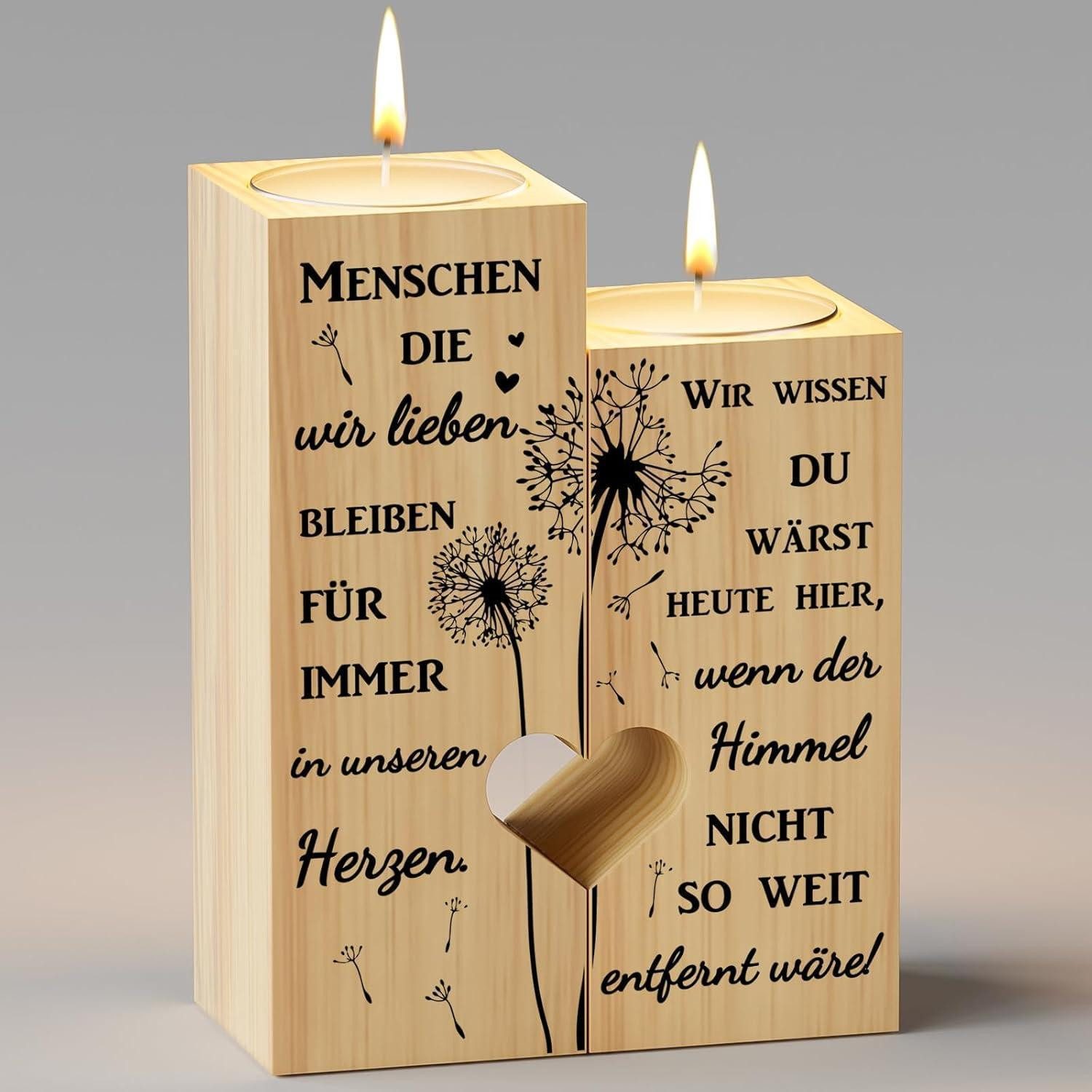 KAAYEE Teelichthalter Trauergeschenk Herzförmiger Kerzenhalter für Verstorbene