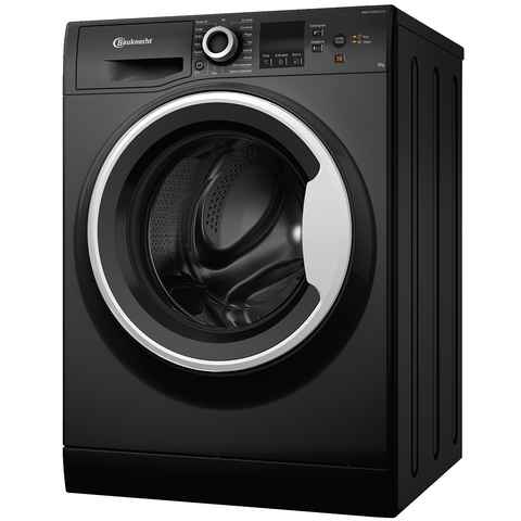 BAUKNECHT Waschmaschine Schwarz W8 S6300 A, 8 kg, 1400 U/min, Anti-Allergie-Programm, Inverter-Motor, Mehrfachwasserschutz+