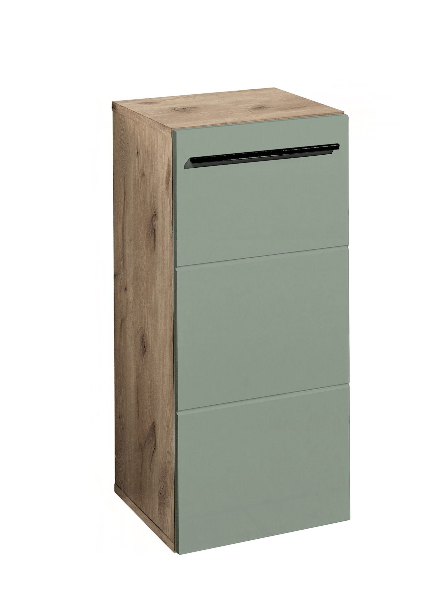 BEGA BBK Badkommode 1 Tür, 1 Boden, schilfgrün / viking oak Dekor - 34x72x31cm (BxHxT)