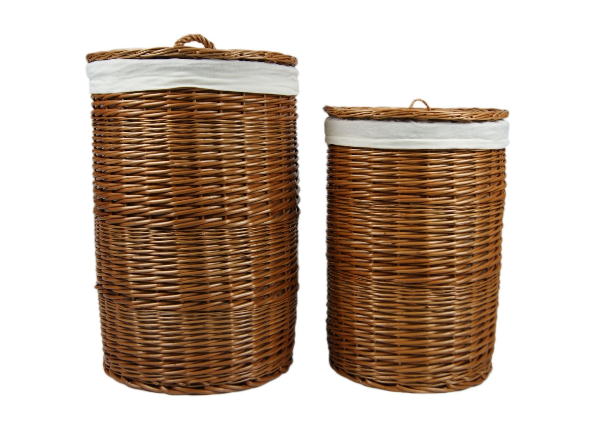 Lycce Wäschekorb Weide-Wäschekorb rund Wäschesammler Kleidertruhe Wäschetonne Wäschebox, mit Deckel und waschbarem Stoffeinsatz, 2 Größen