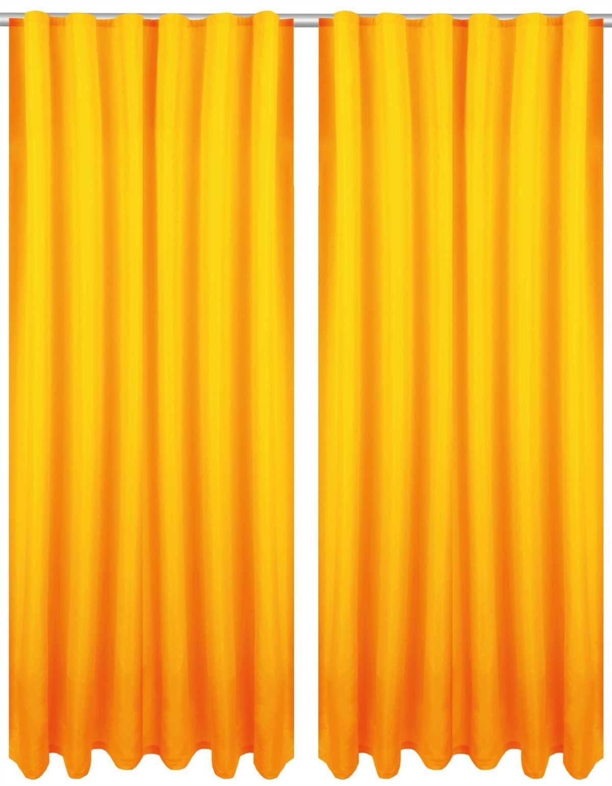 Vorhang, Bestlivings, Kräuselband (2 St), blickdicht, Microfaser, Gardinenset "Blickdicht" (2 Gardinen, 2 Raffhalter, 2 Raffhaken) mit Kräuselband Orange