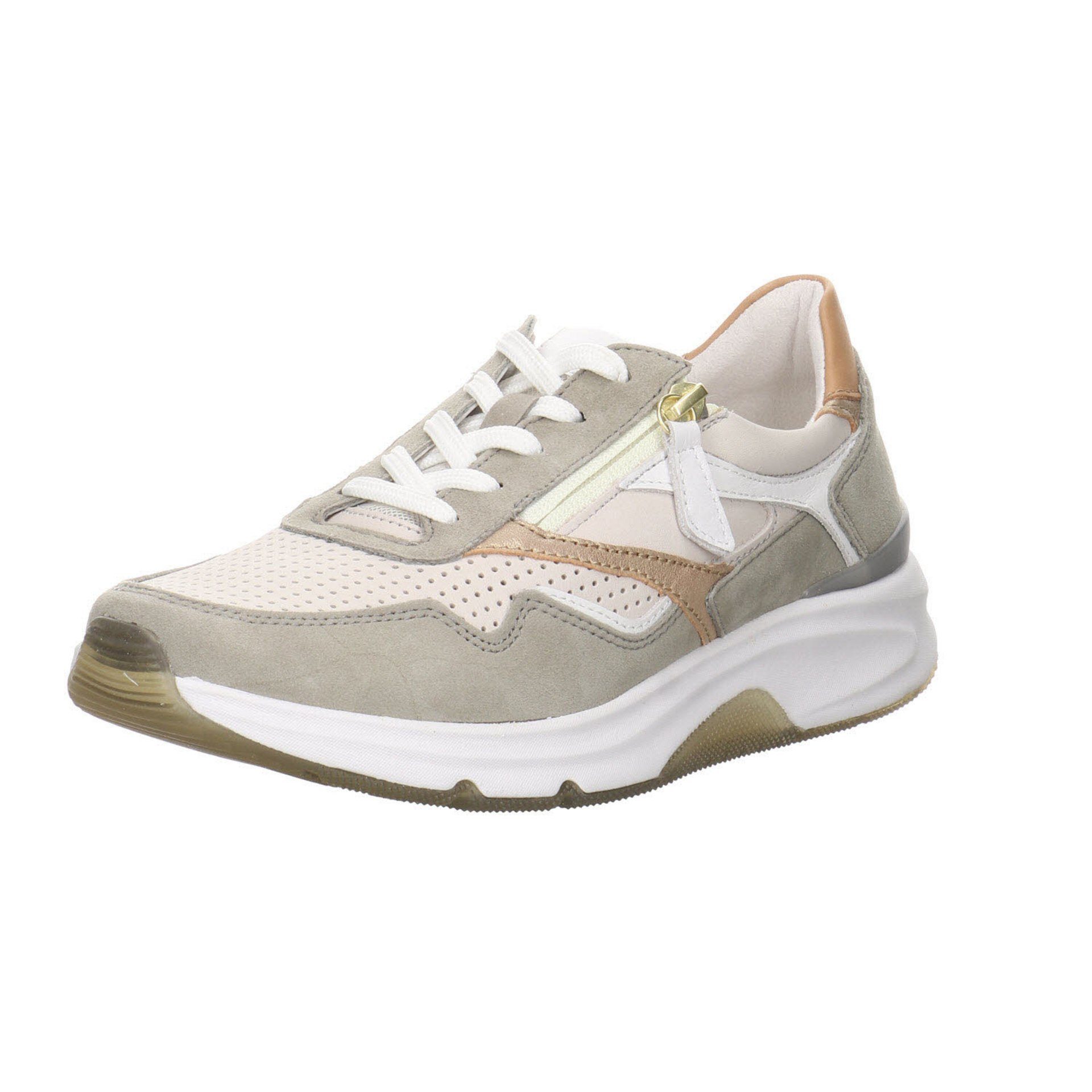 55) Damen Gabor / (creme/schilf Lederkombination kombi Sneaker Beige Schnürschuh Sneaker Schuhe Rollingsoft