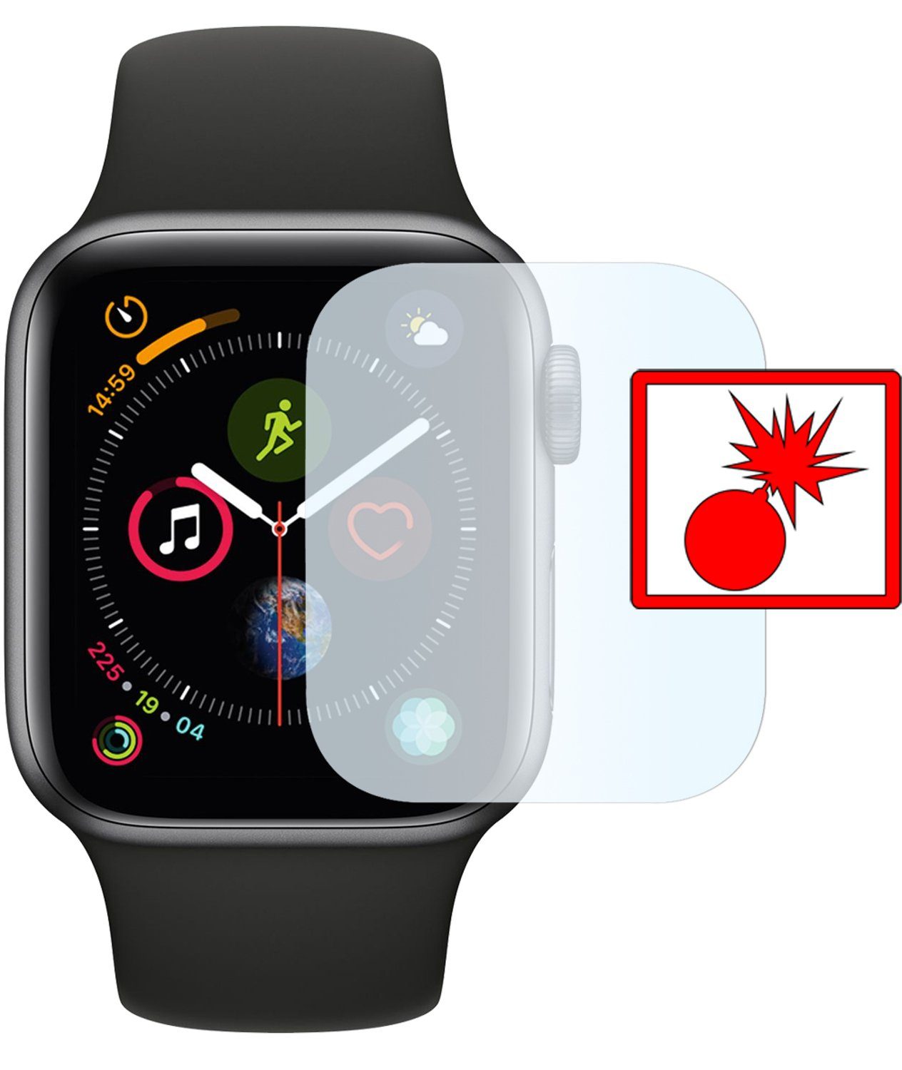 SLABO Schutzfolie 2x Panzerschutzfolie Shockproof, Apple Watch SE 40mm Series 4 40mm Series 5 40mm Series 6 40mm