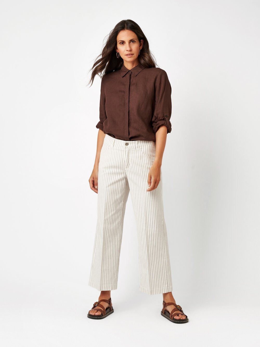 TONI 7/8-Jeans Liv Wide 7/8 mit feinen Streifen