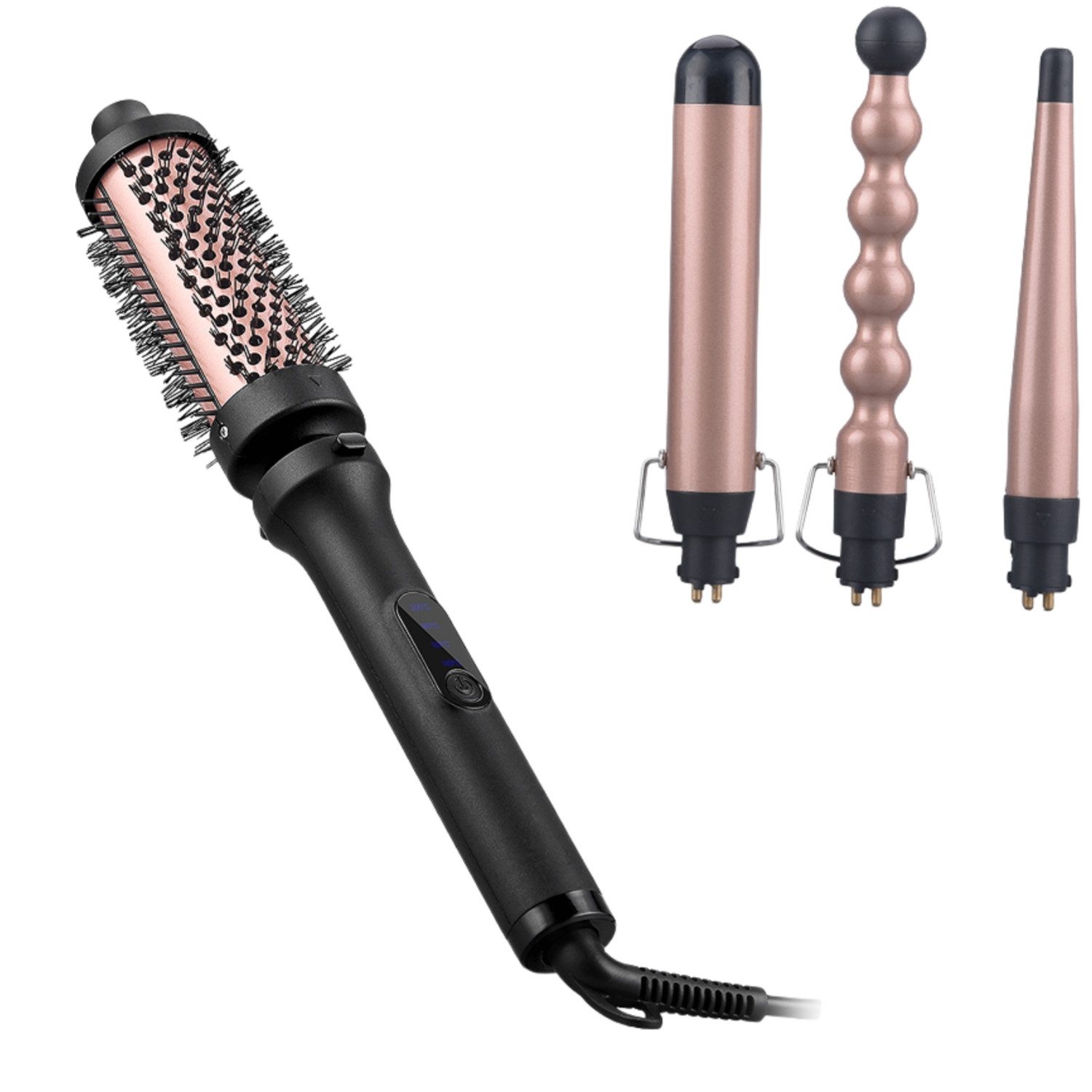 CkeyiN Lockenstab Set JK910 4-in-1-Lockenstab-Set mit abnehmbarem Zubehör, Keramik-Beschichtung