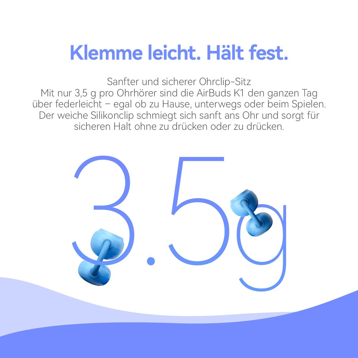 blackview AirBuds K1 Kinder-Ohrhörer, leicht Ohrclip, Bluetooth 6.0, IPX4 Kinder-Kopfhörer (bluetooth, 22h Spielzeit, IPX4, Smart Touch)