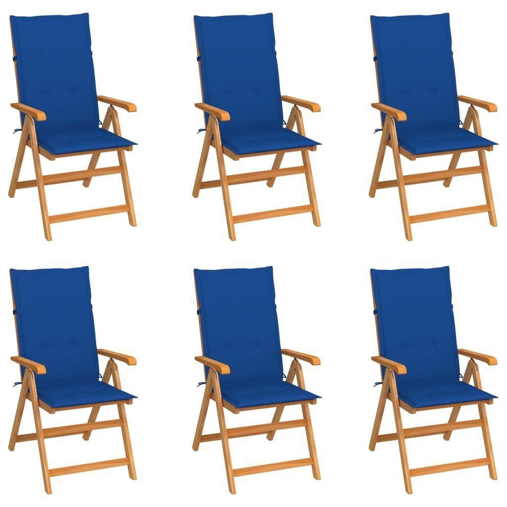 Kissen Gartenstühle Gartenstuhl mit Königsblauen Teak 6 Stk. furnicato Massivholz