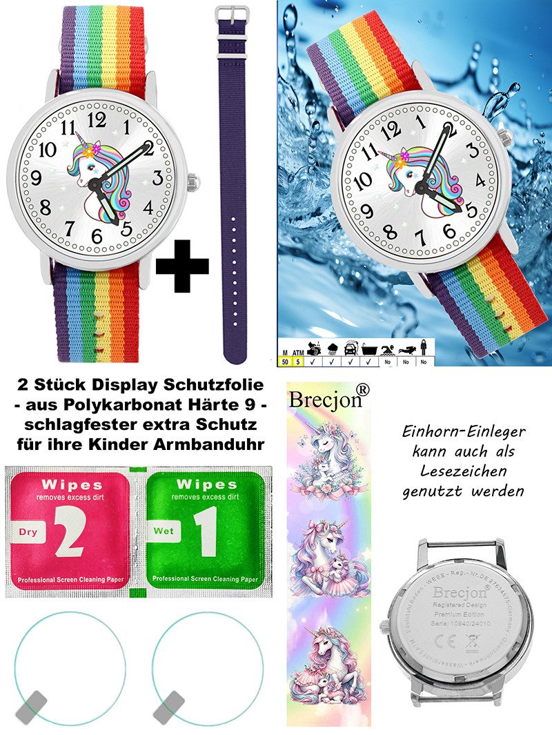 Brecjon Quarzuhr Mix und Match Design als Einhorn Geschenkset im tollen Geschenkkarton, - kostenloser Versand