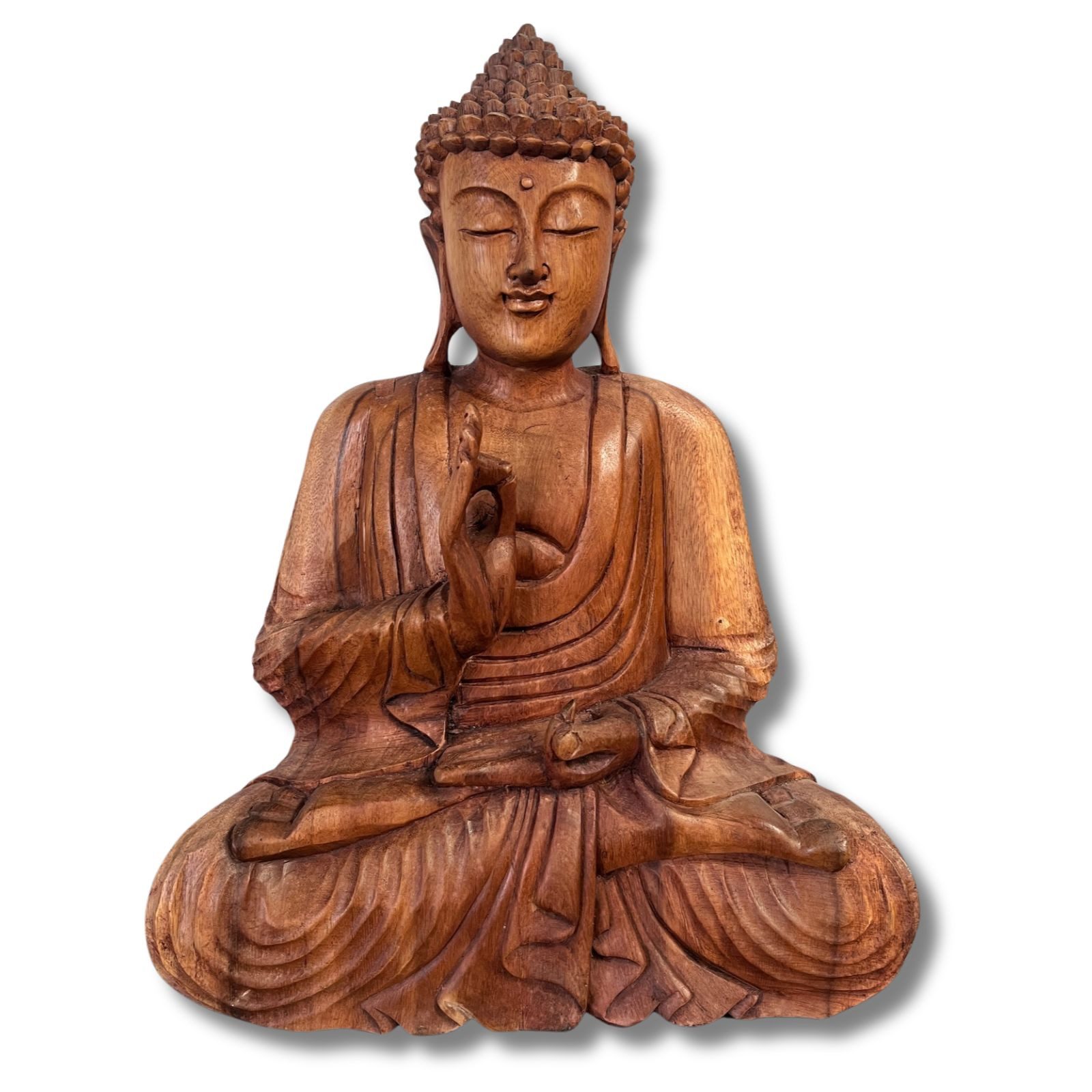 Asien LifeStyle Buddhafigur Holz Buddha Figur lehrende Geste 41cm groß