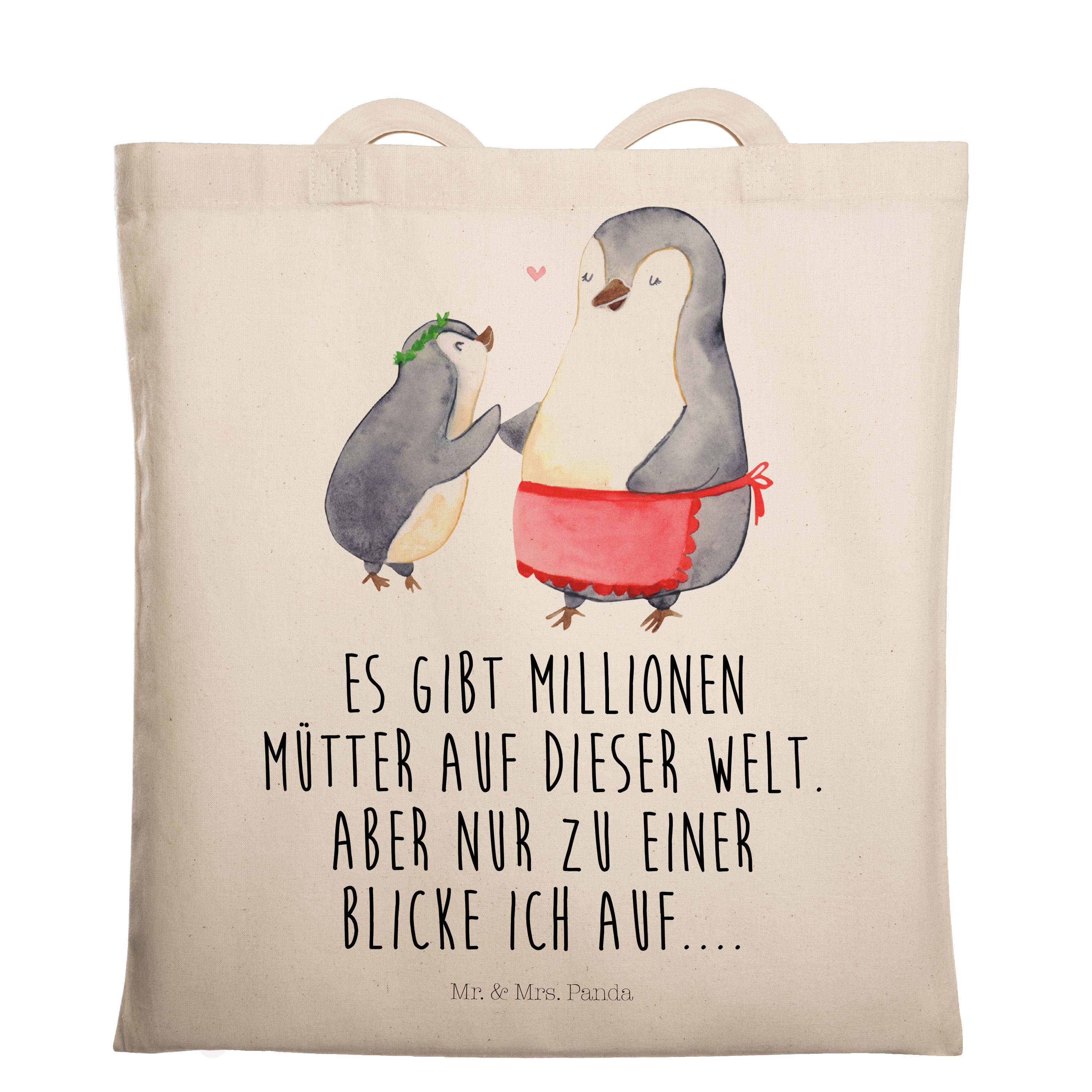Mutt Danke Pinguin & - Tragetasche Geschenk, - mit Mr. Kind (1-tlg) Transparent Mrs. Vatertag, Mama, Panda