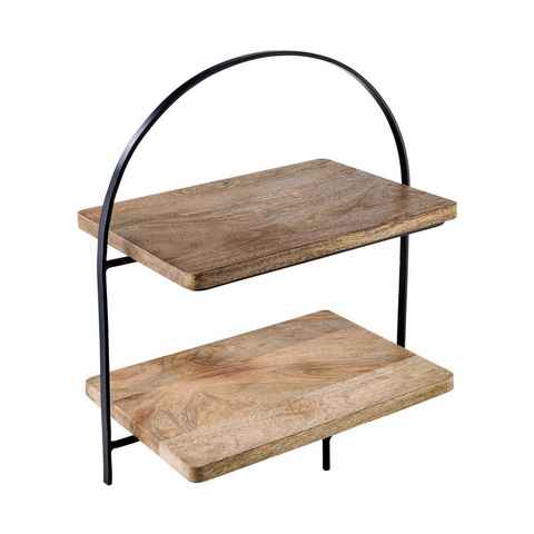 BUTLERS Etagere MANGO DAYS Etagere 2-stufig Höhe 45cm, Mangoholz, Eisen