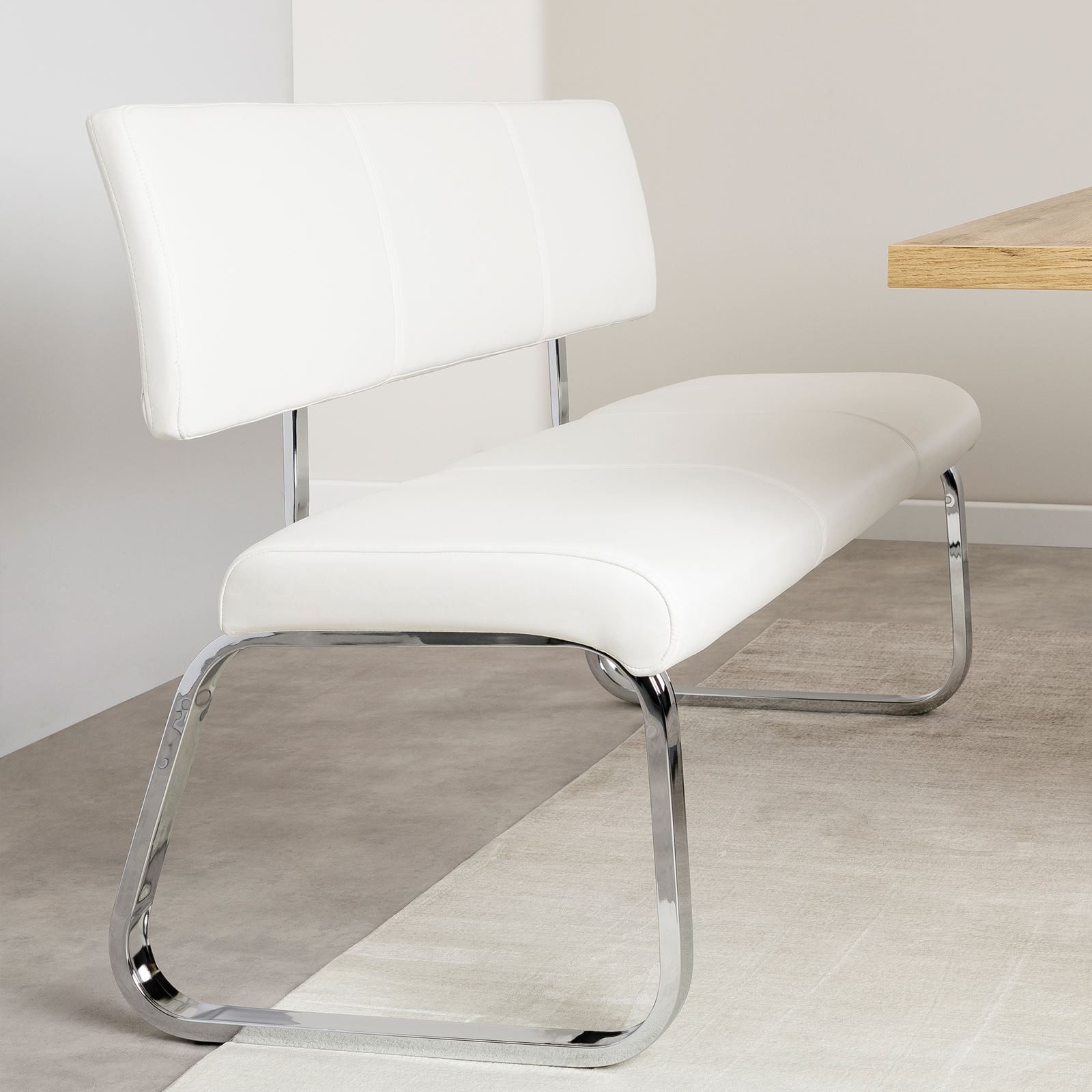 IDIMEX Essbank VILAS, Essbank mit Rückenlehne gepolstert für 3 Personen, Kunstleder weiß