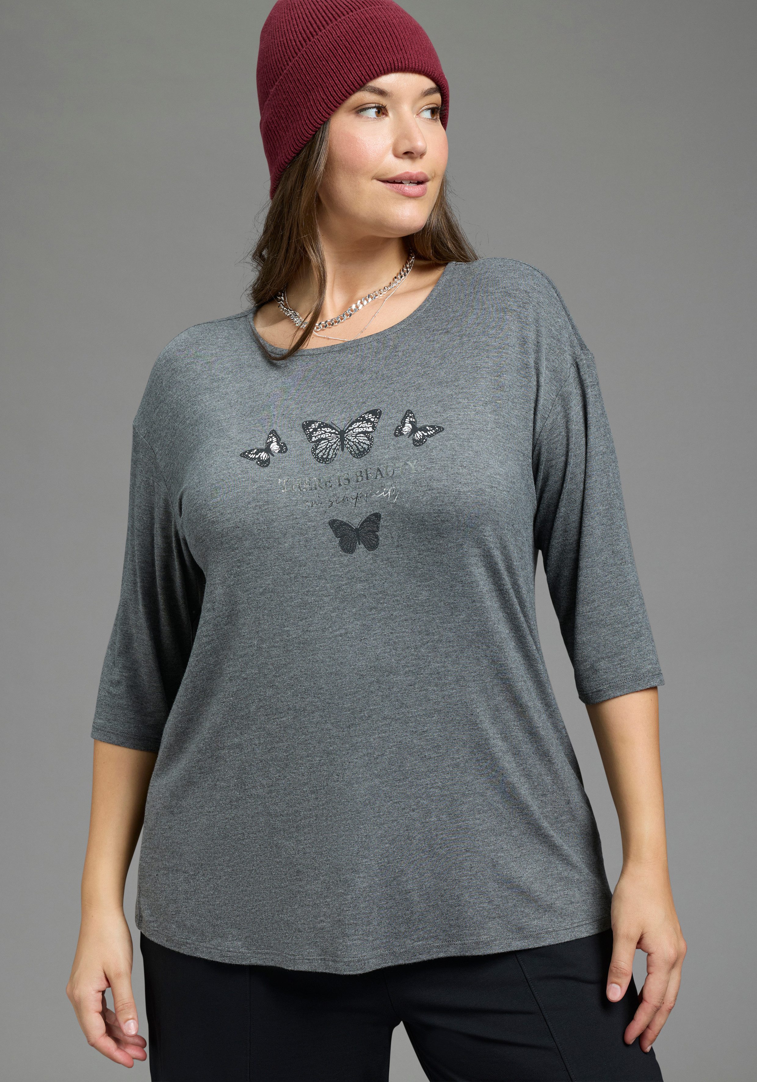 Laura Scott CURVE 3/4-Arm-Shirt Große Größen figurumschmeichelnd, hüftbedeckend, mit Rundhalsausschnitt. € 39,99, (€ 39,99 pro 1 Stk).