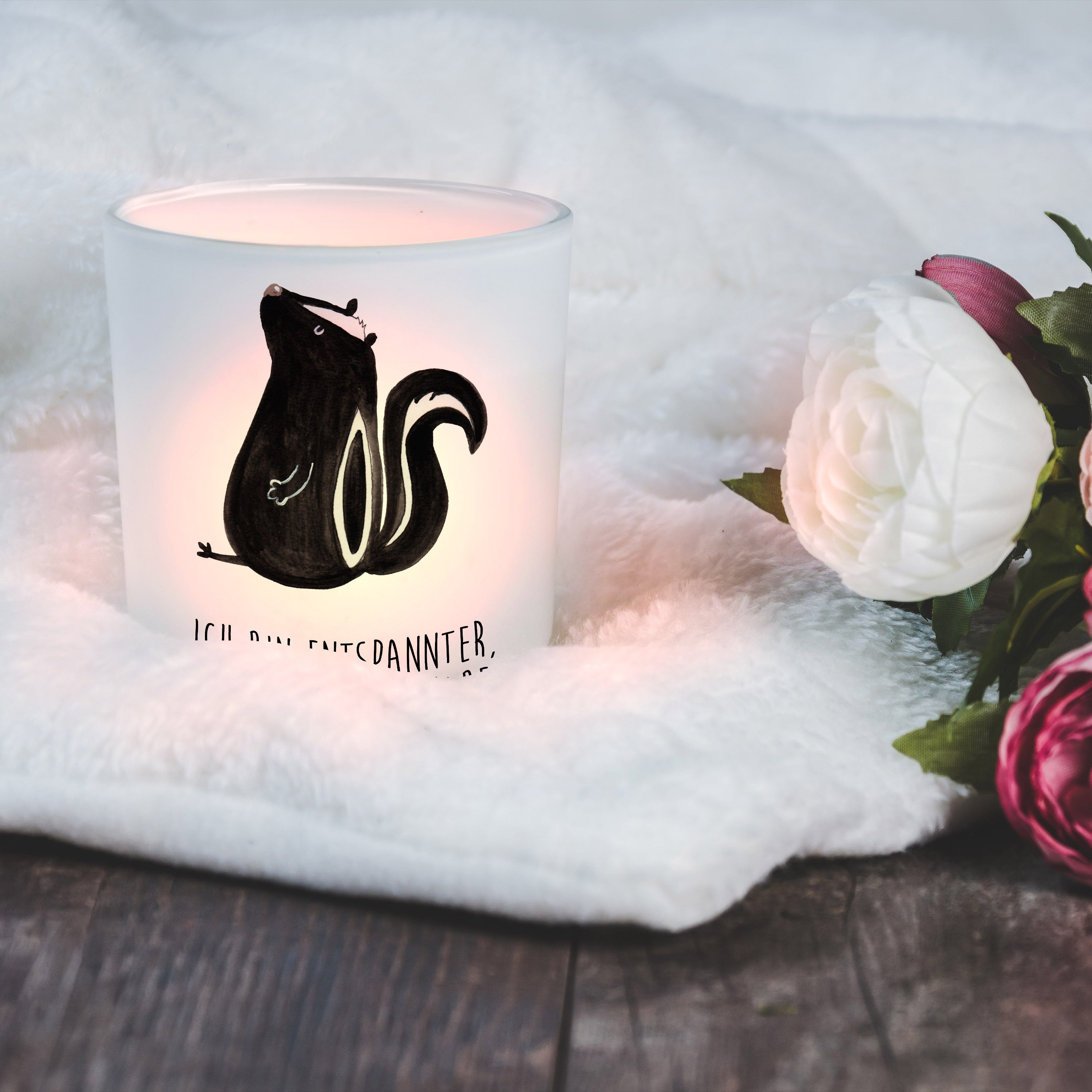 Stinktier Geschenk, - Stinki, Kerz Kerzenlicht, & (1 Mrs. Transparent Mr. St) Panda Windlicht sitzend -